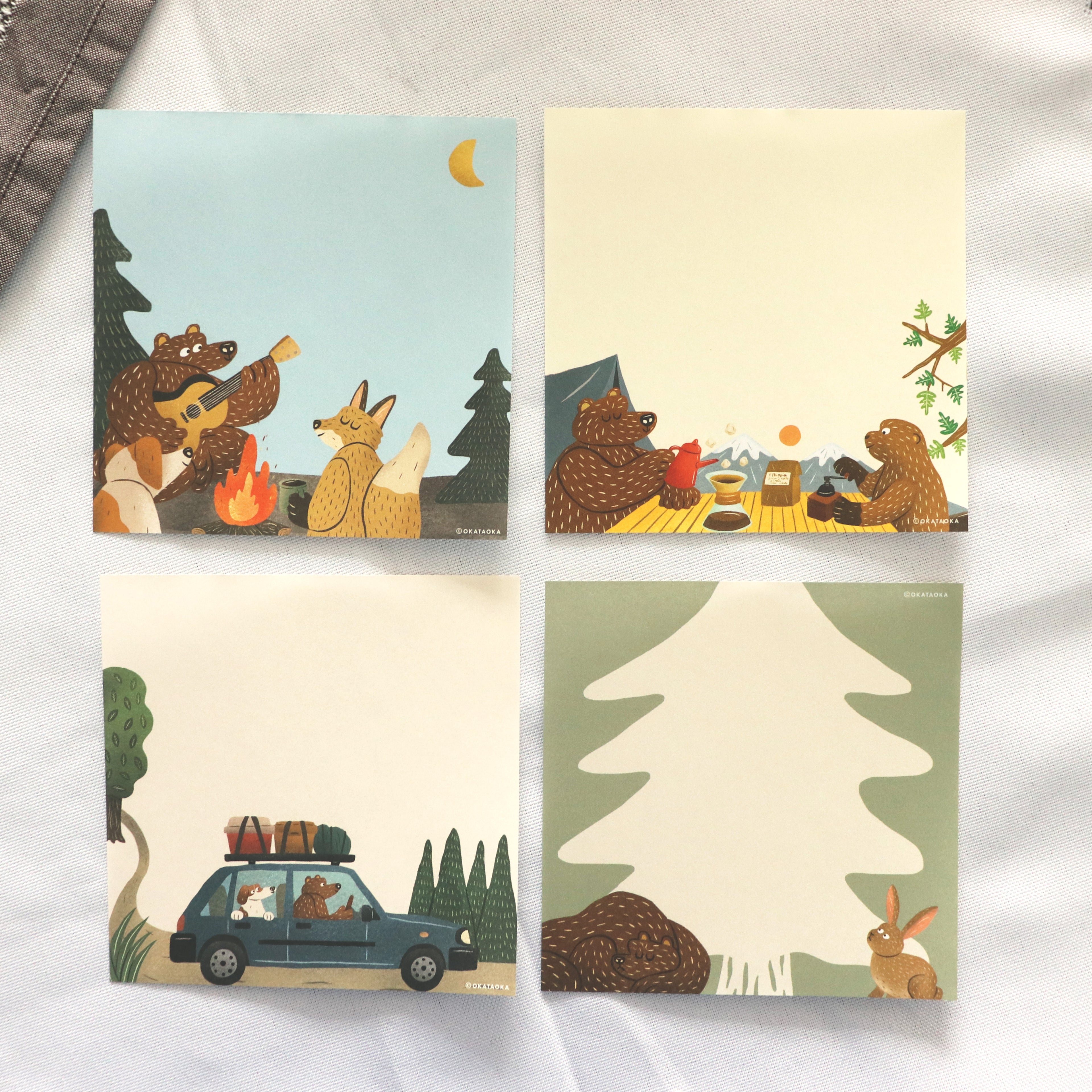 [Greeting Life] Square Memo Pad - Okataoka "Outdoor Life" Series