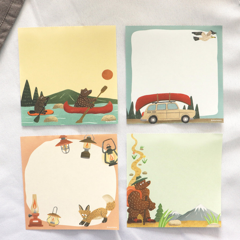 [Greeting Life] Square Memo Pad - Okataoka "Outdoor Life" Series