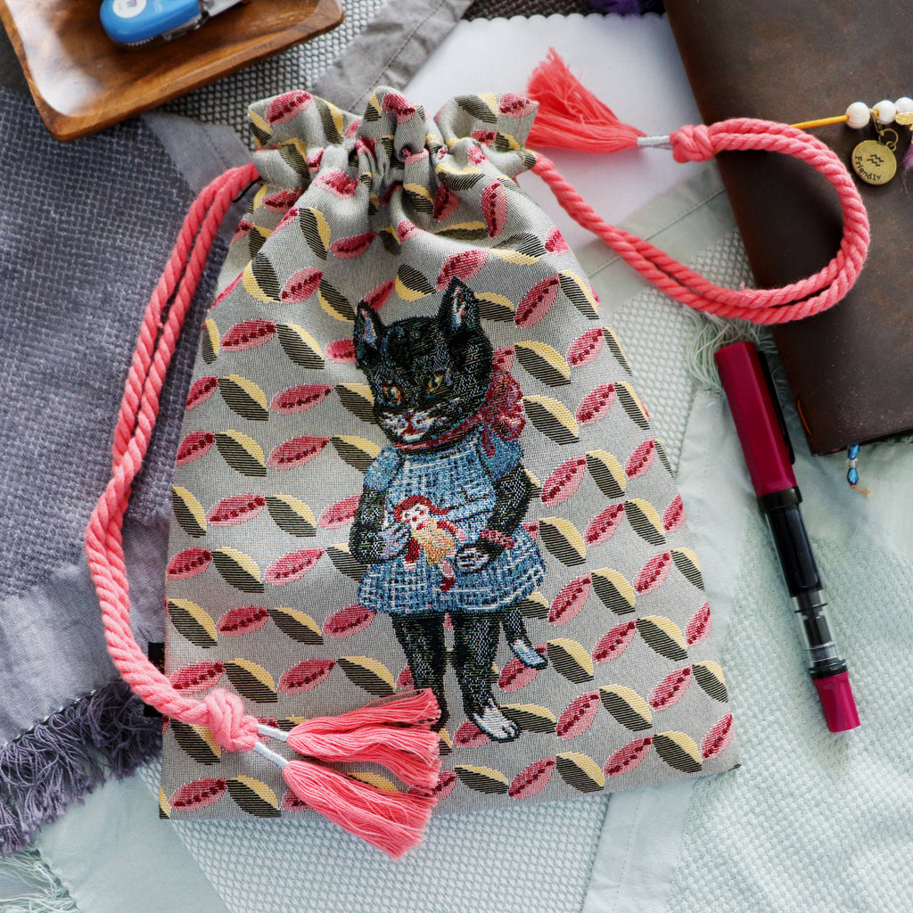 【Nathalie Lethe】Drawstring Bag - Black Cat