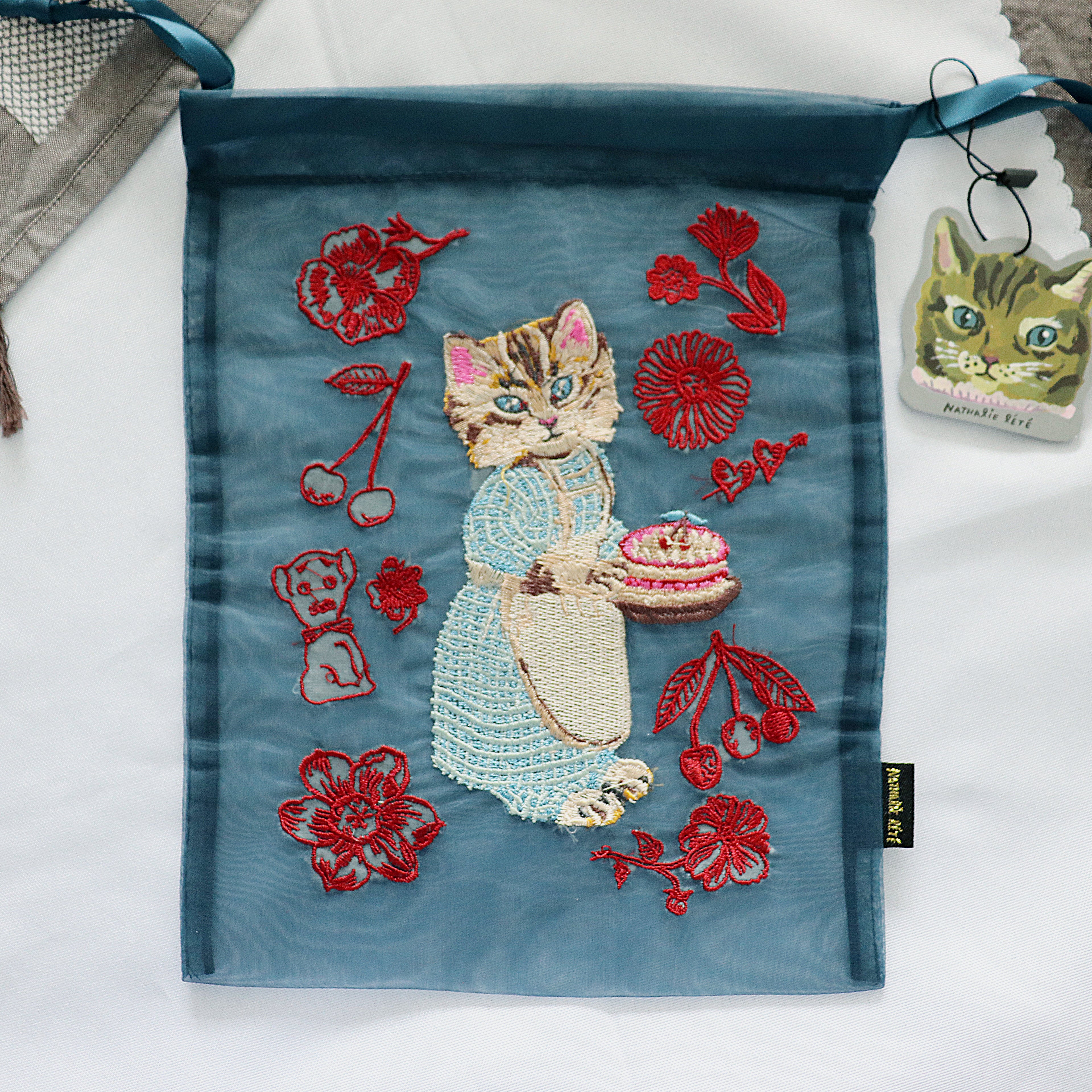 【Nathalie Lethe】Organdy Drawstring Pouch - Blue Eye