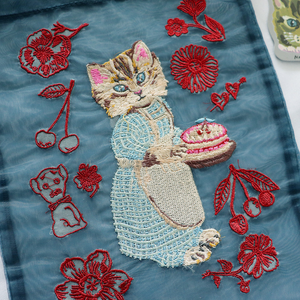 【Nathalie Lethe】Organdy Drawstring Pouch - Blue Eye