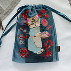 【Nathalie Lethe】Organdy Drawstring Pouch - Blue Eye