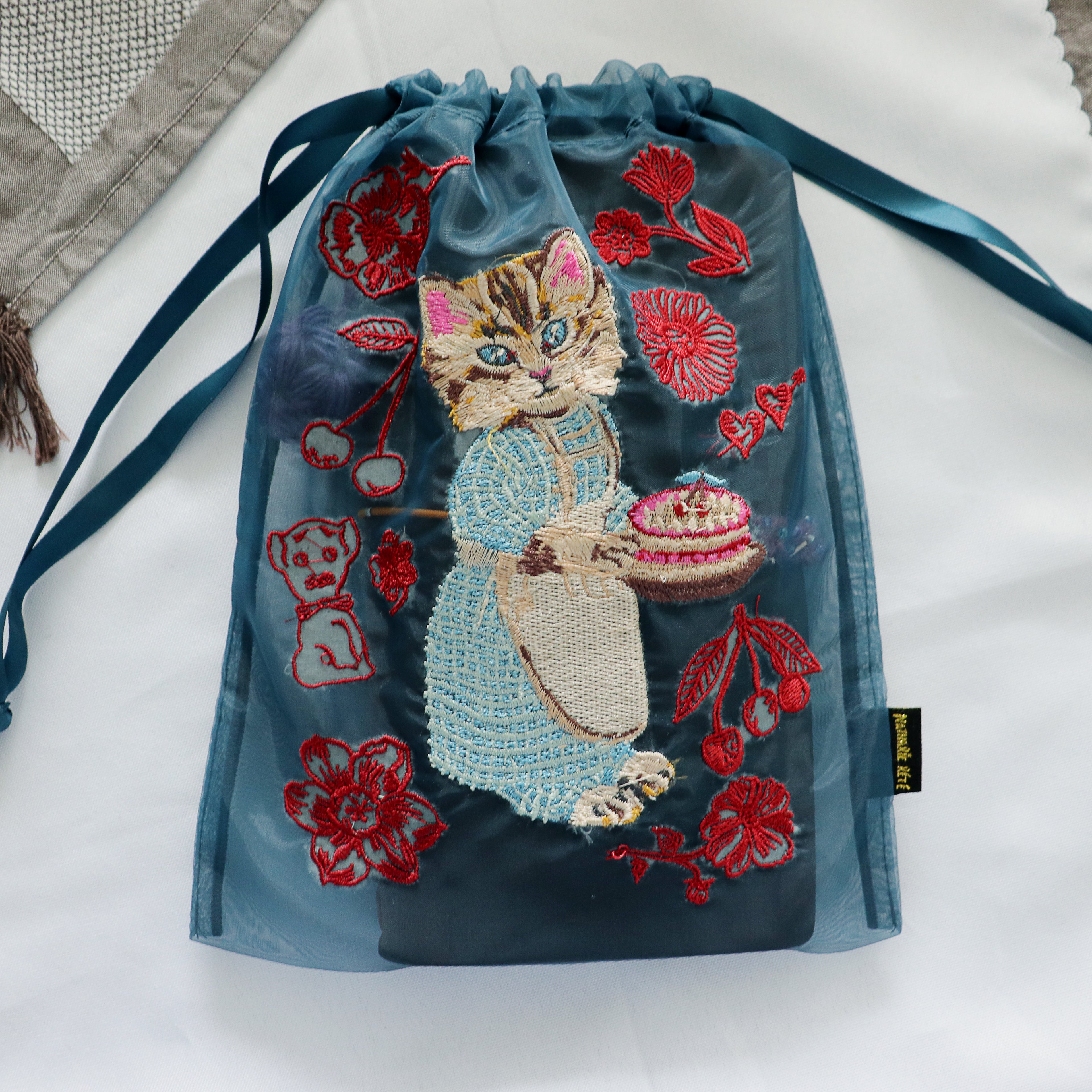 【Nathalie Lethe】Organdy Drawstring Pouch - Blue Eye