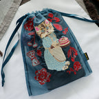 【Nathalie Lethe】Organdy Drawstring Pouch - Blue Eye