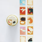 【Mula】 Clear Decorative Tape - Cat Stamps (30mm × 5m)