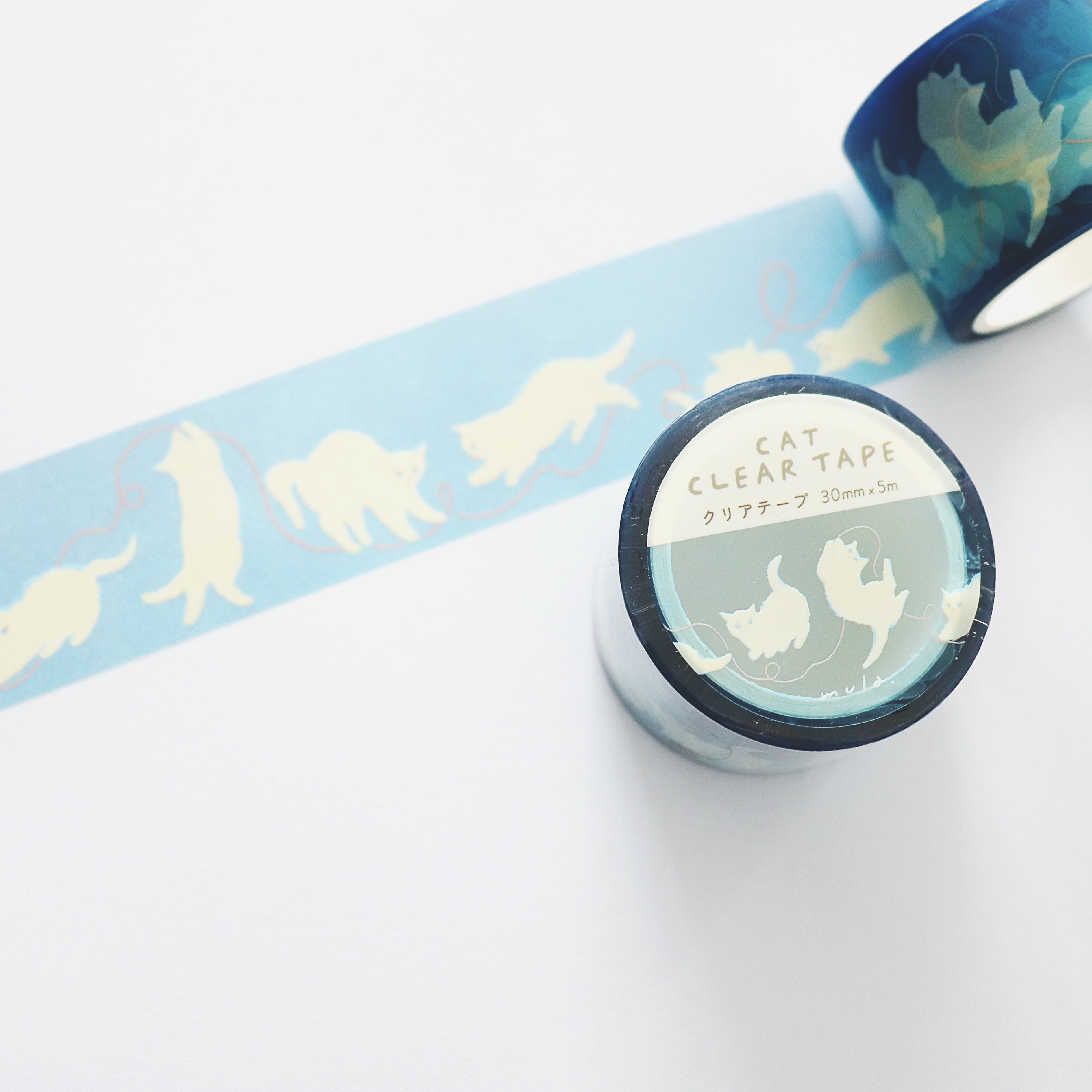 【Mula】Clear Decorative Tape - Polka Cat