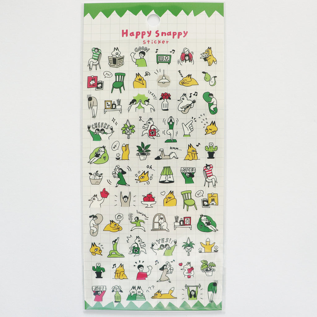 Mind Wave Happy Snappy Sticker - Green Fox