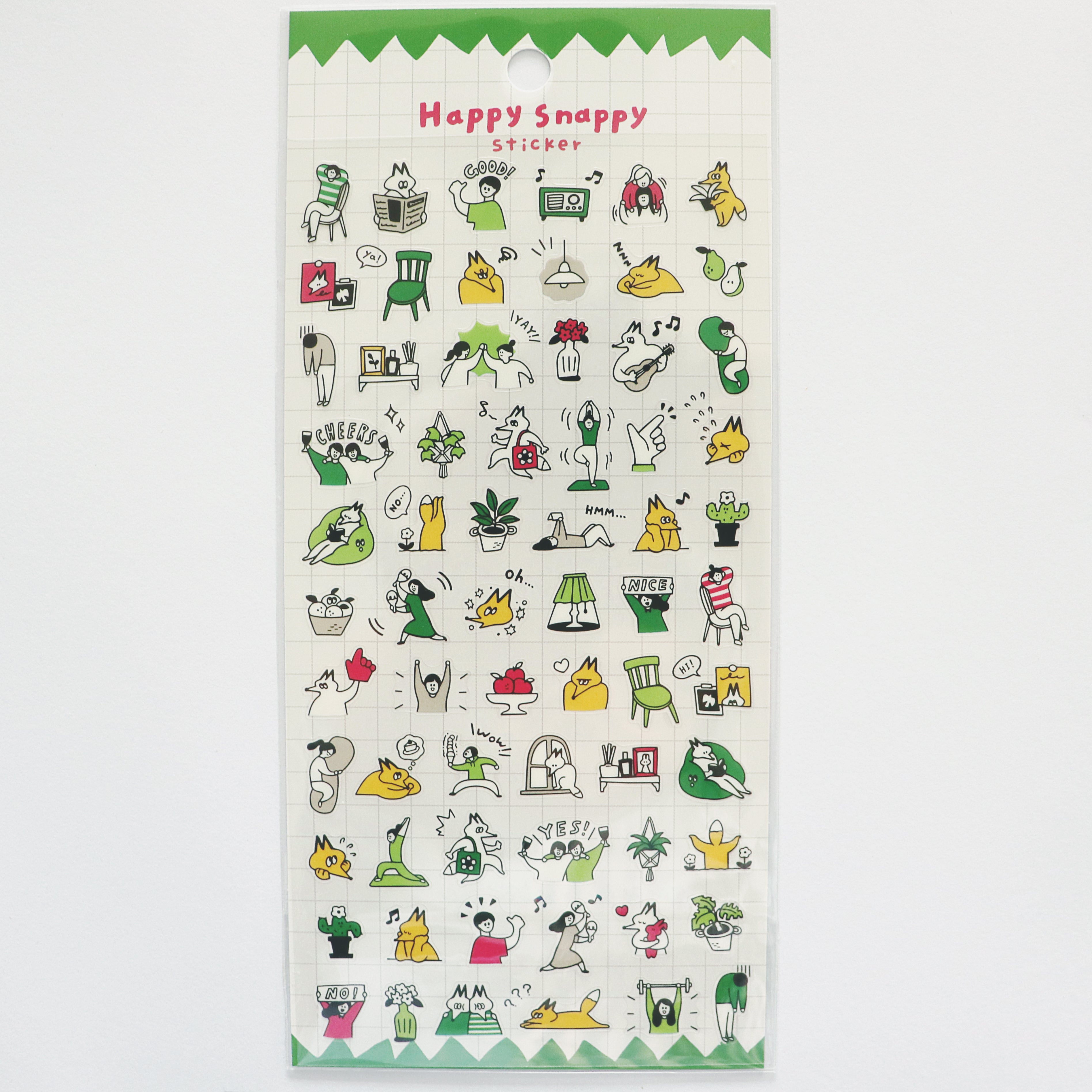 Mind Wave Happy Snappy Sticker - Green Fox