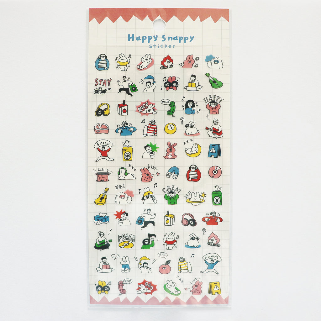 Mind Wave Happy Snappy Sticker - Pink Bunny