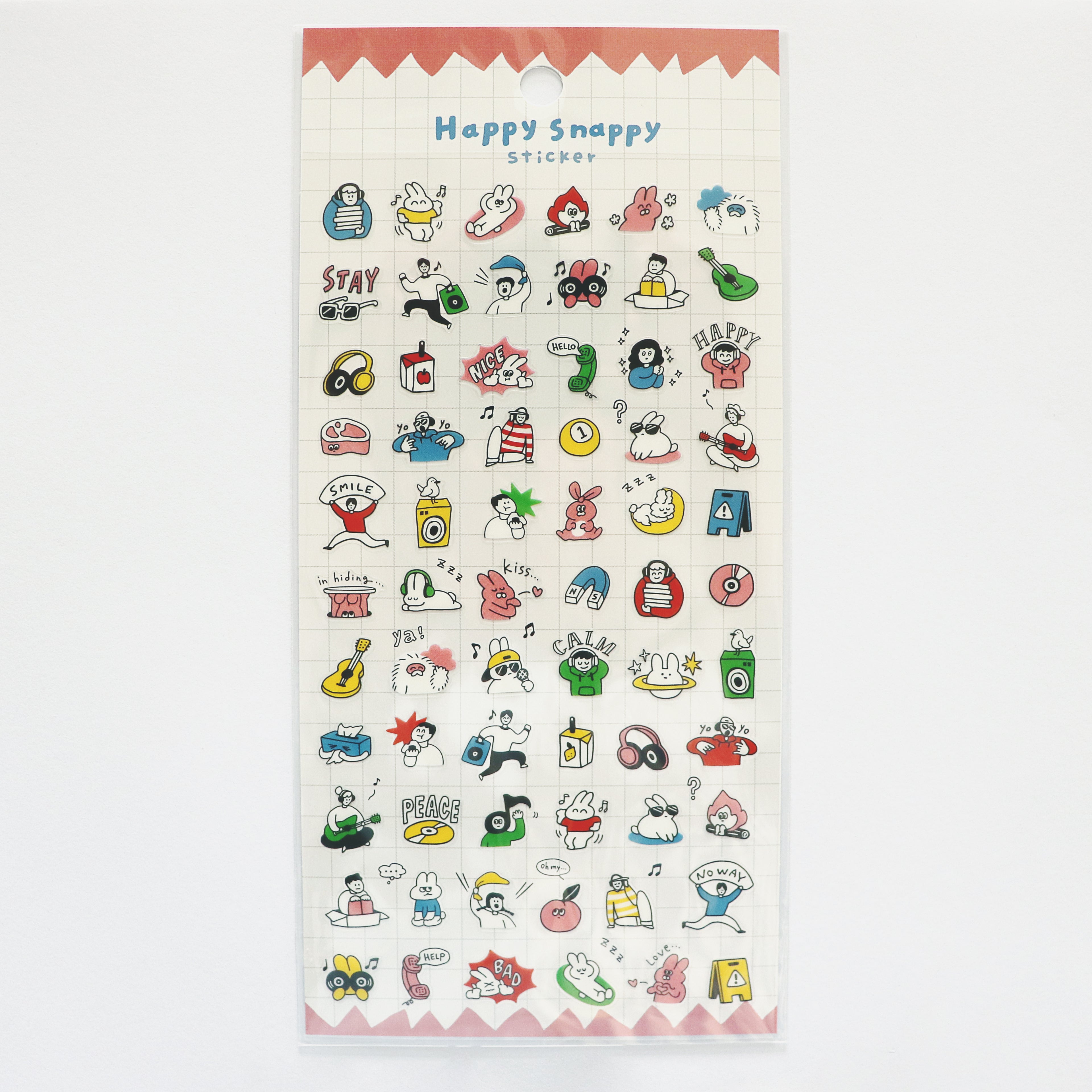 Mind Wave Happy Snappy Sticker - Pink Bunny