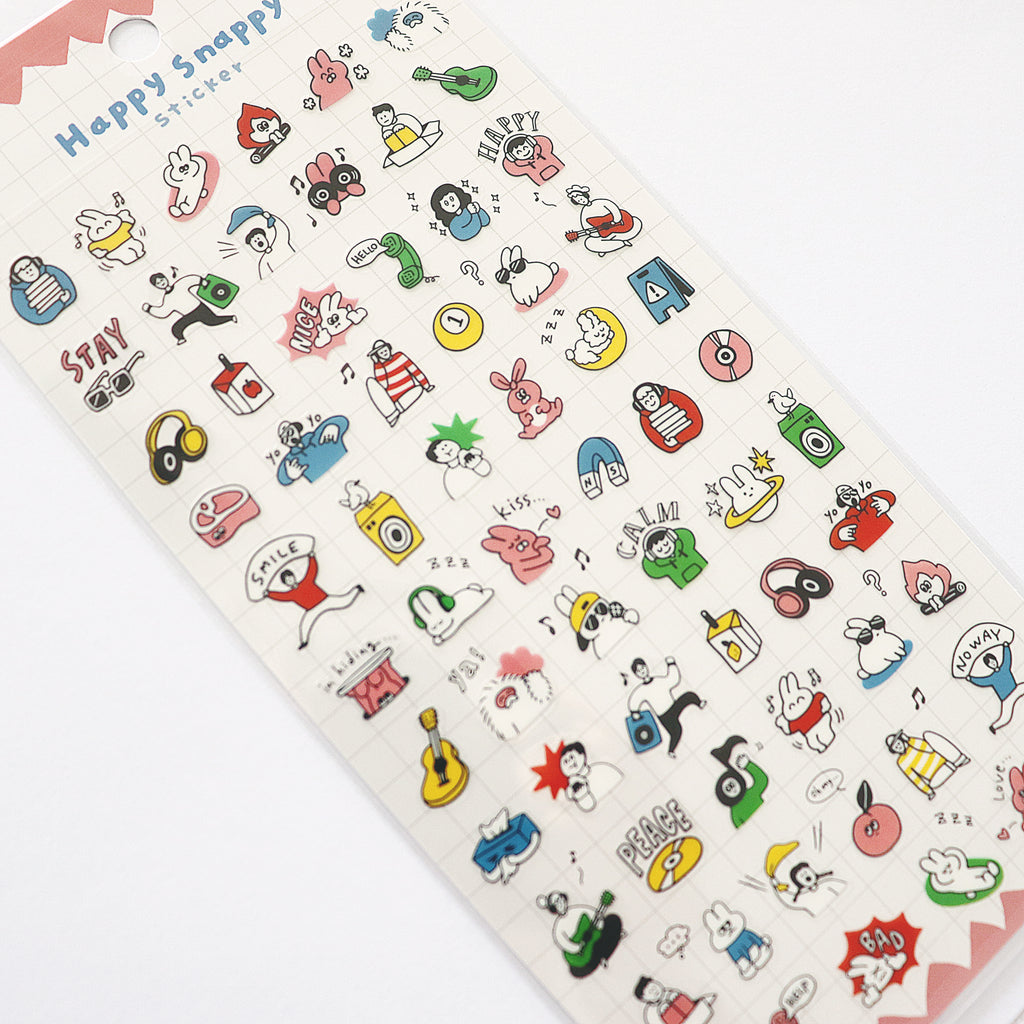 Mind Wave Happy Snappy Sticker - Pink Bunny