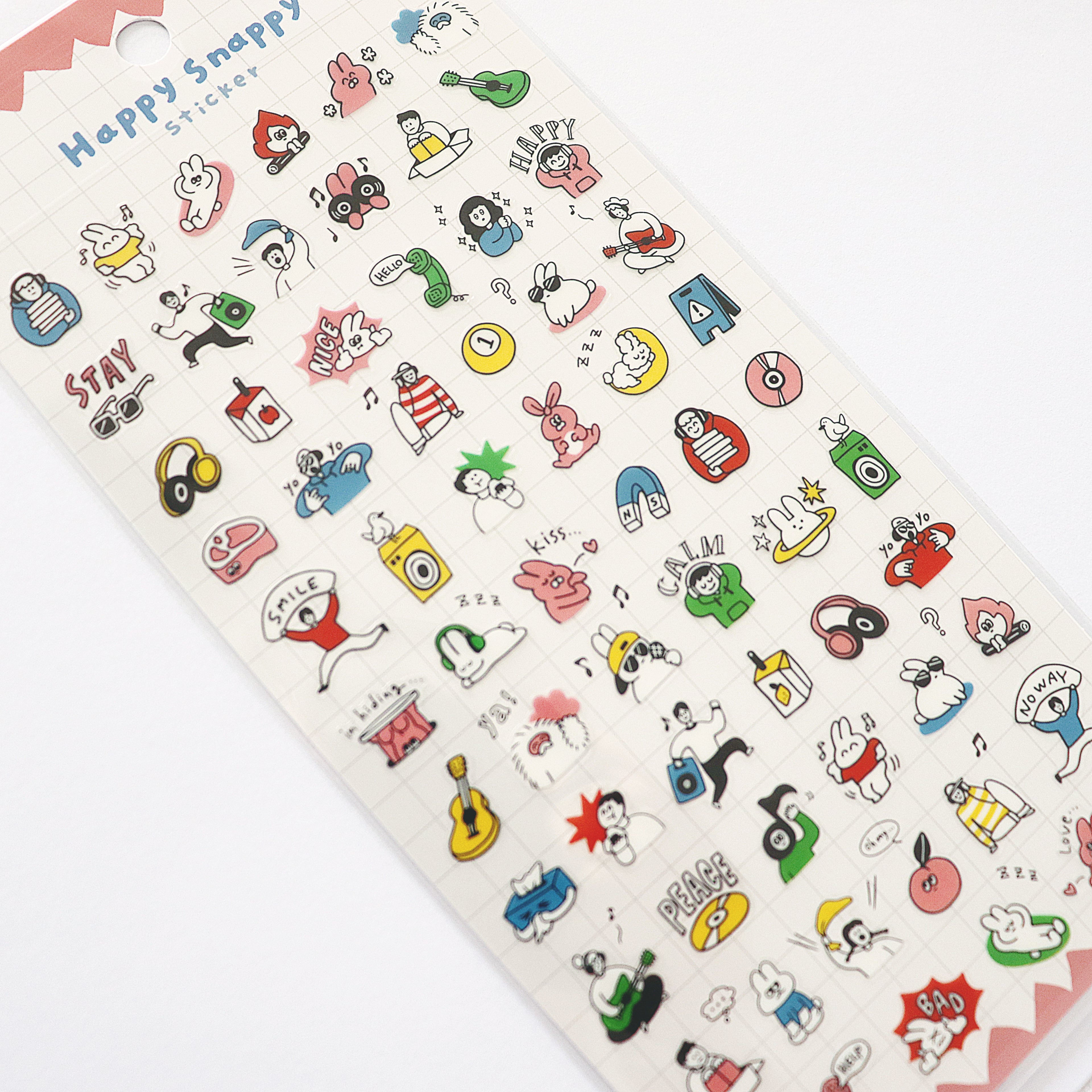 Mind Wave Happy Snappy Sticker - Pink Bunny