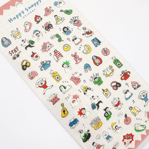 Mind Wave Happy Snappy Sticker - Pink Bunny