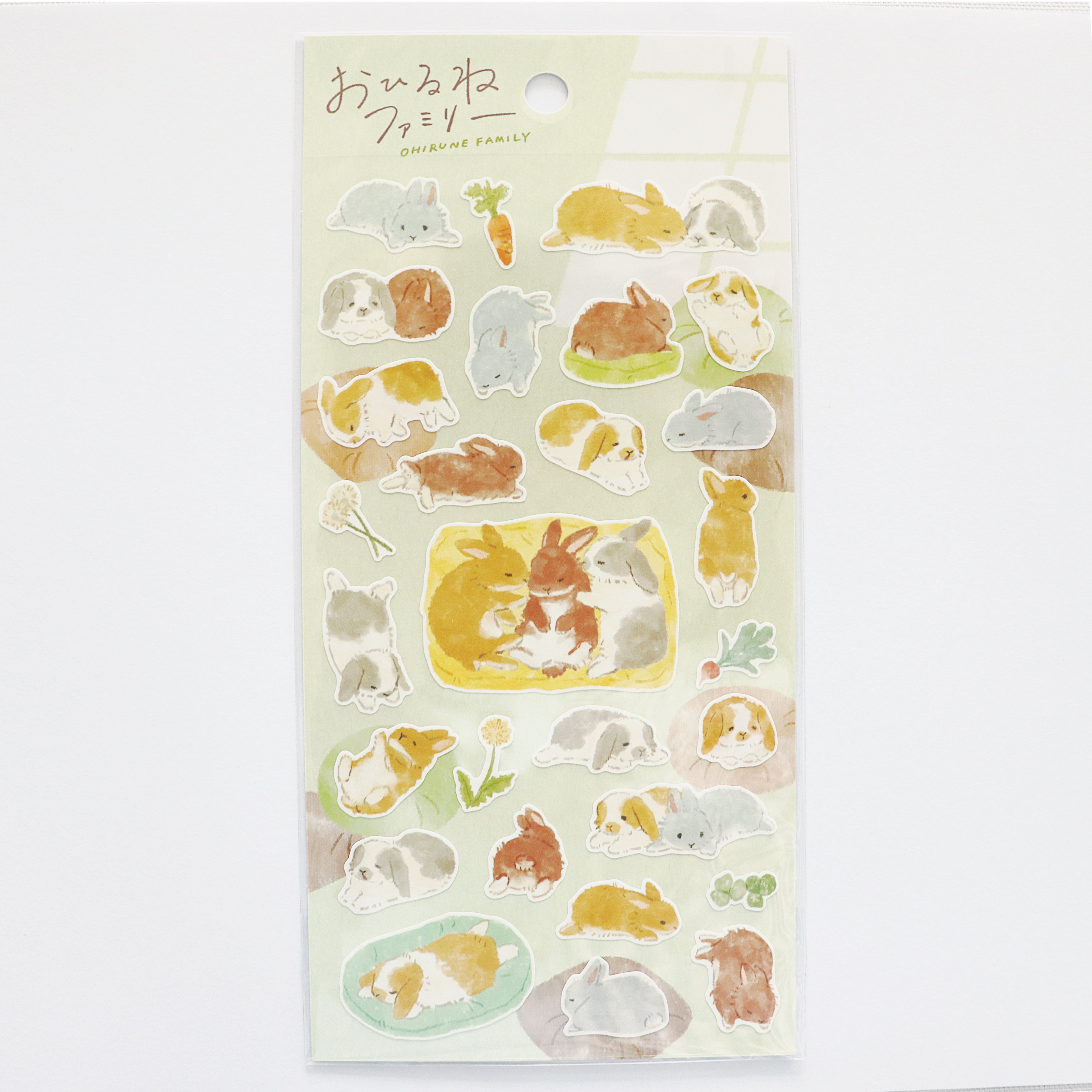 Mind Wave Ohirune Family Sticker - Green Rabbit