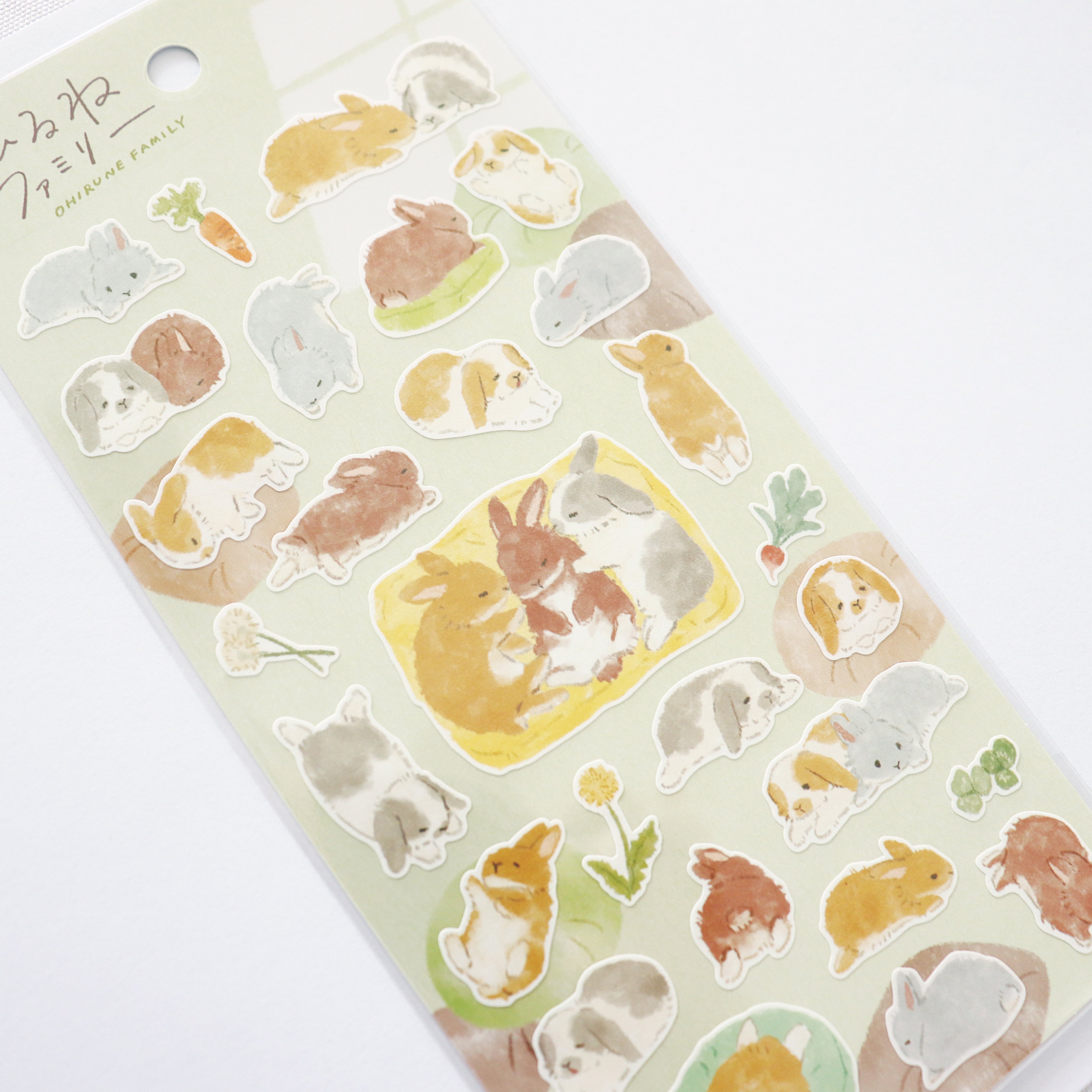 Mind Wave Ohirune Family Sticker - Green Rabbit