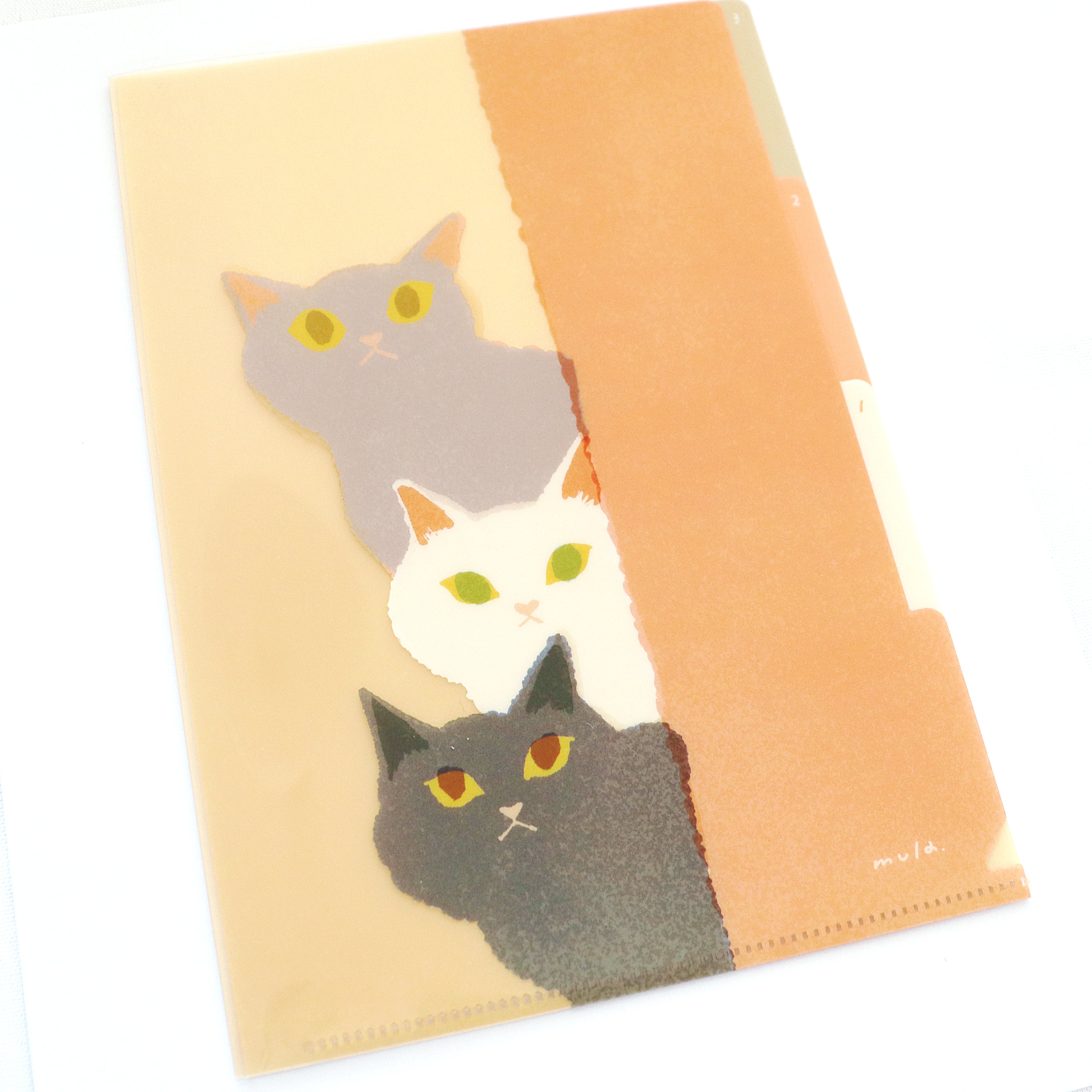 【Mula】Clear File Folder - A5 Triple Ice Cream Cat (3 Pockets)