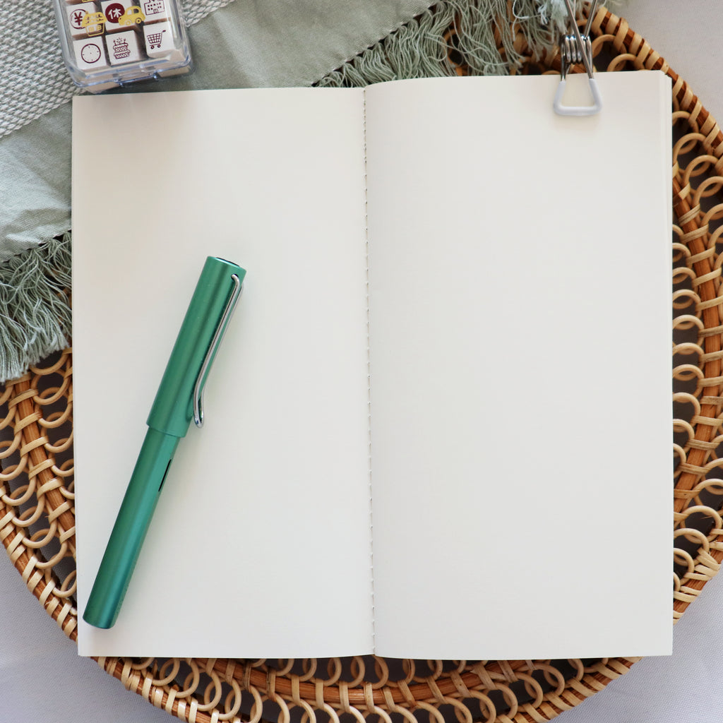 【Wanle Studio】Notebook - Blue-green Ditsy Floral (11×21cm)