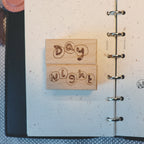 【Two Raccoons】Wooden Stamp - Day and Night