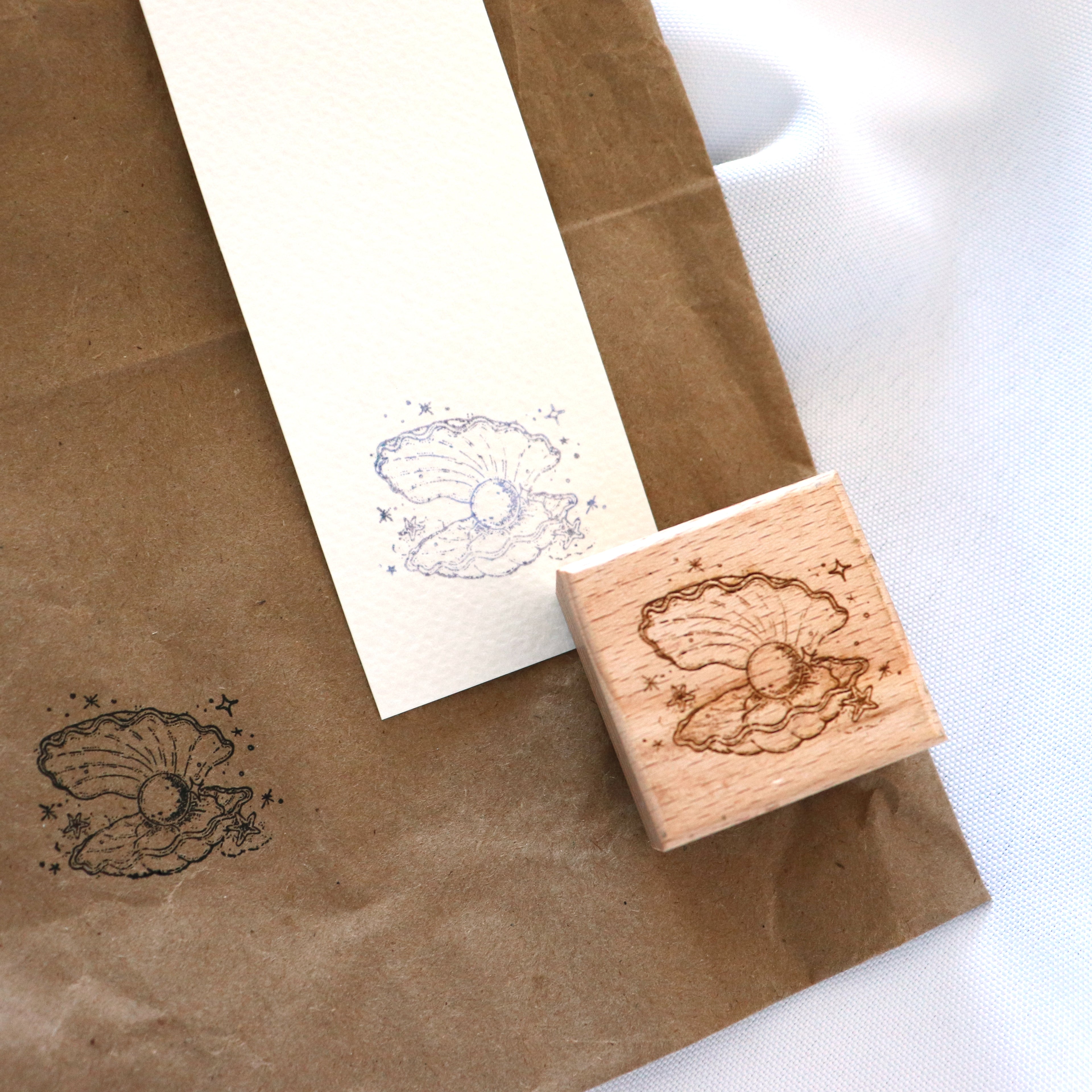 [Bunny Craft House] Wood Stamp - Pearl Shell