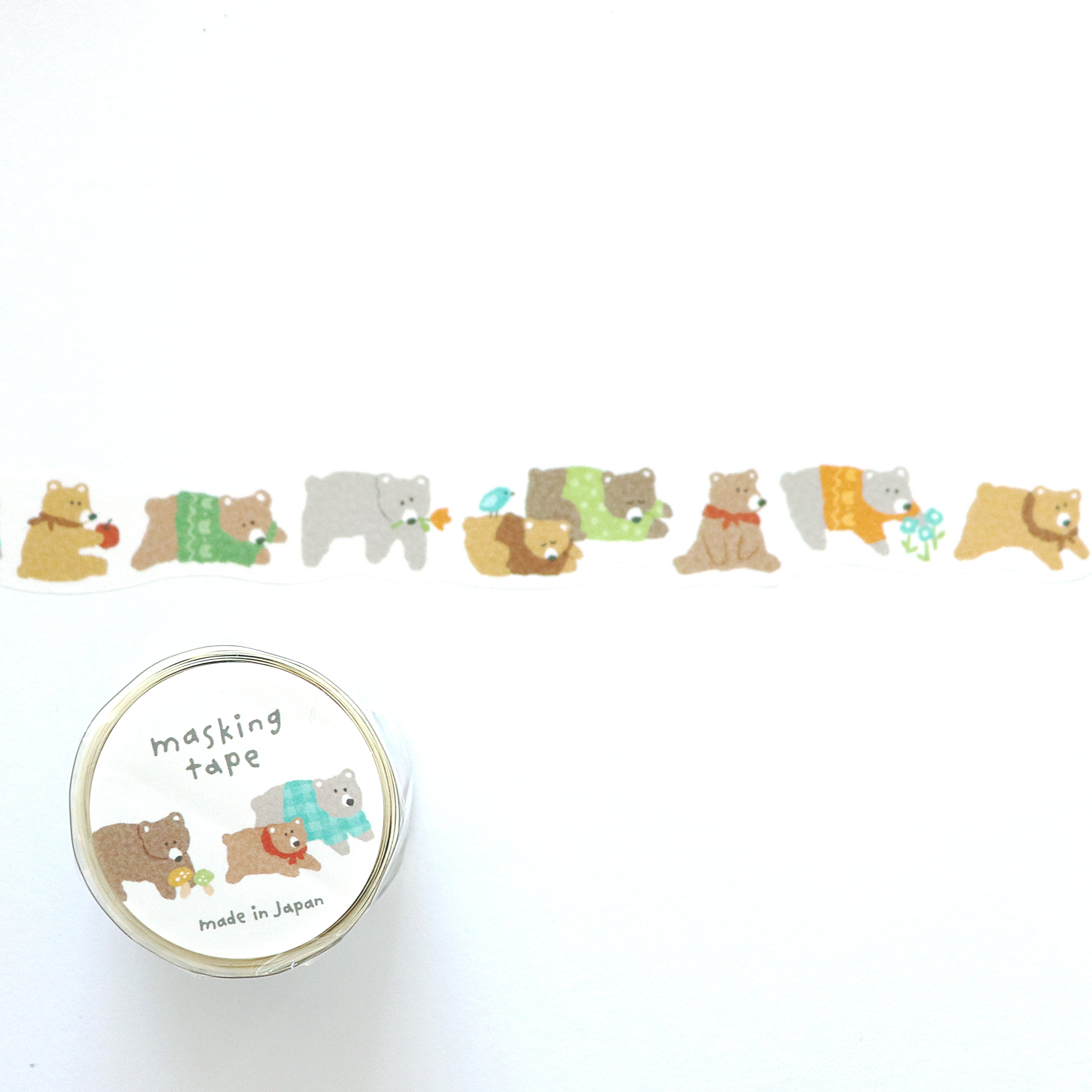 [Mind Wave] Hokkori Die-Cut Masking Tape- Bear