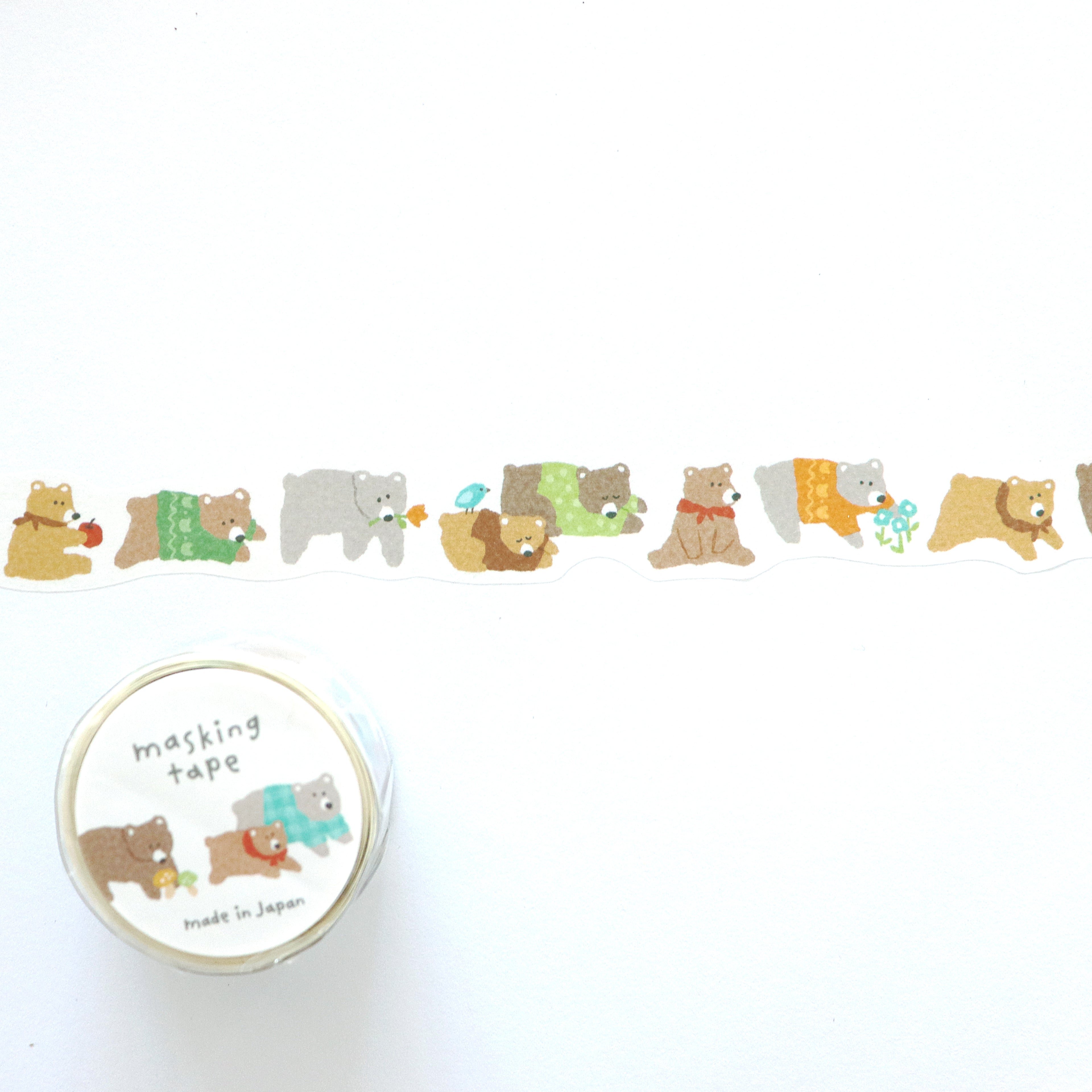 [Mind Wave] Hokkori Die-Cut Masking Tape- Bear