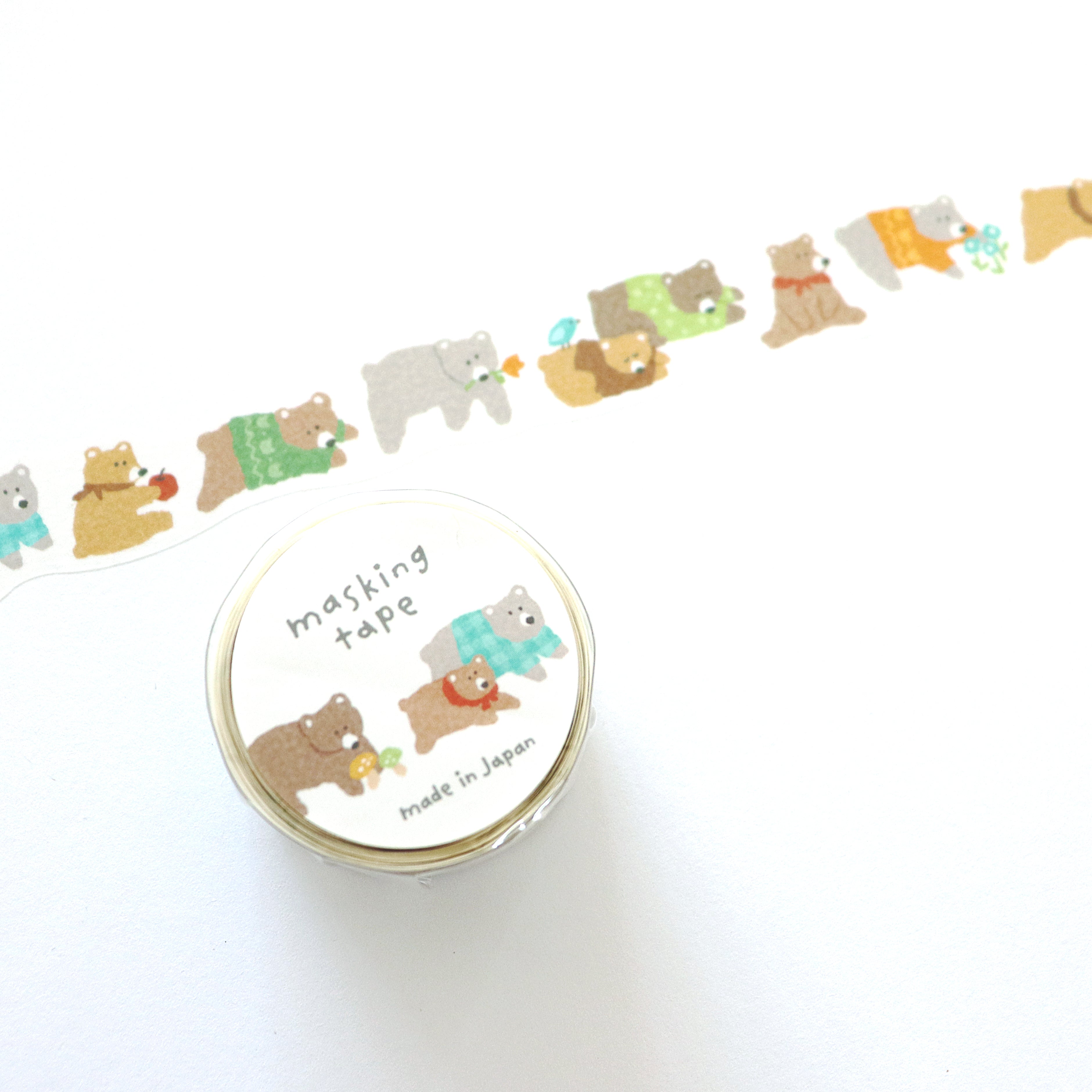[Mind Wave] Hokkori Die-Cut Masking Tape- Bear