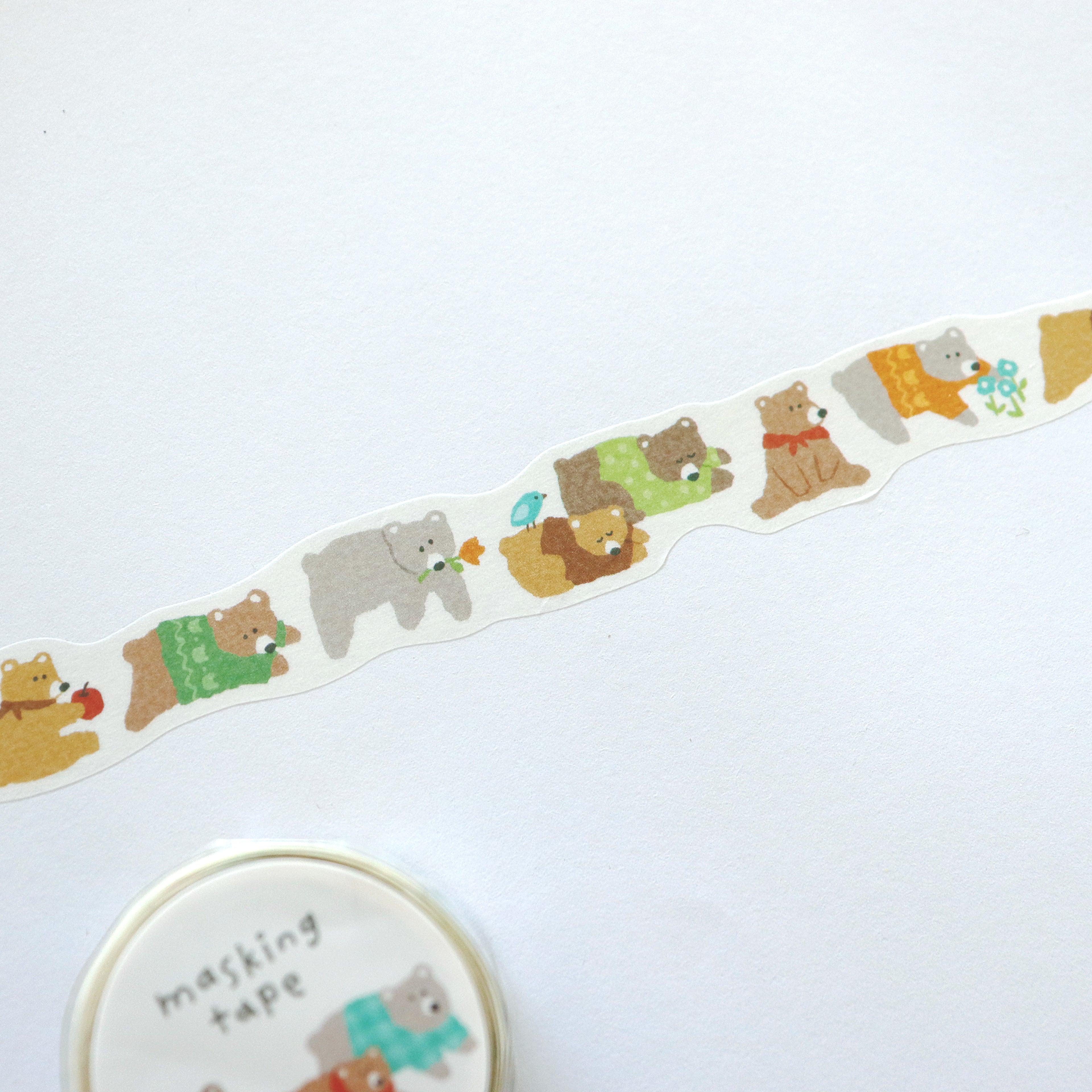 [Mind Wave] Hokkori Die-Cut Masking Tape- Bear