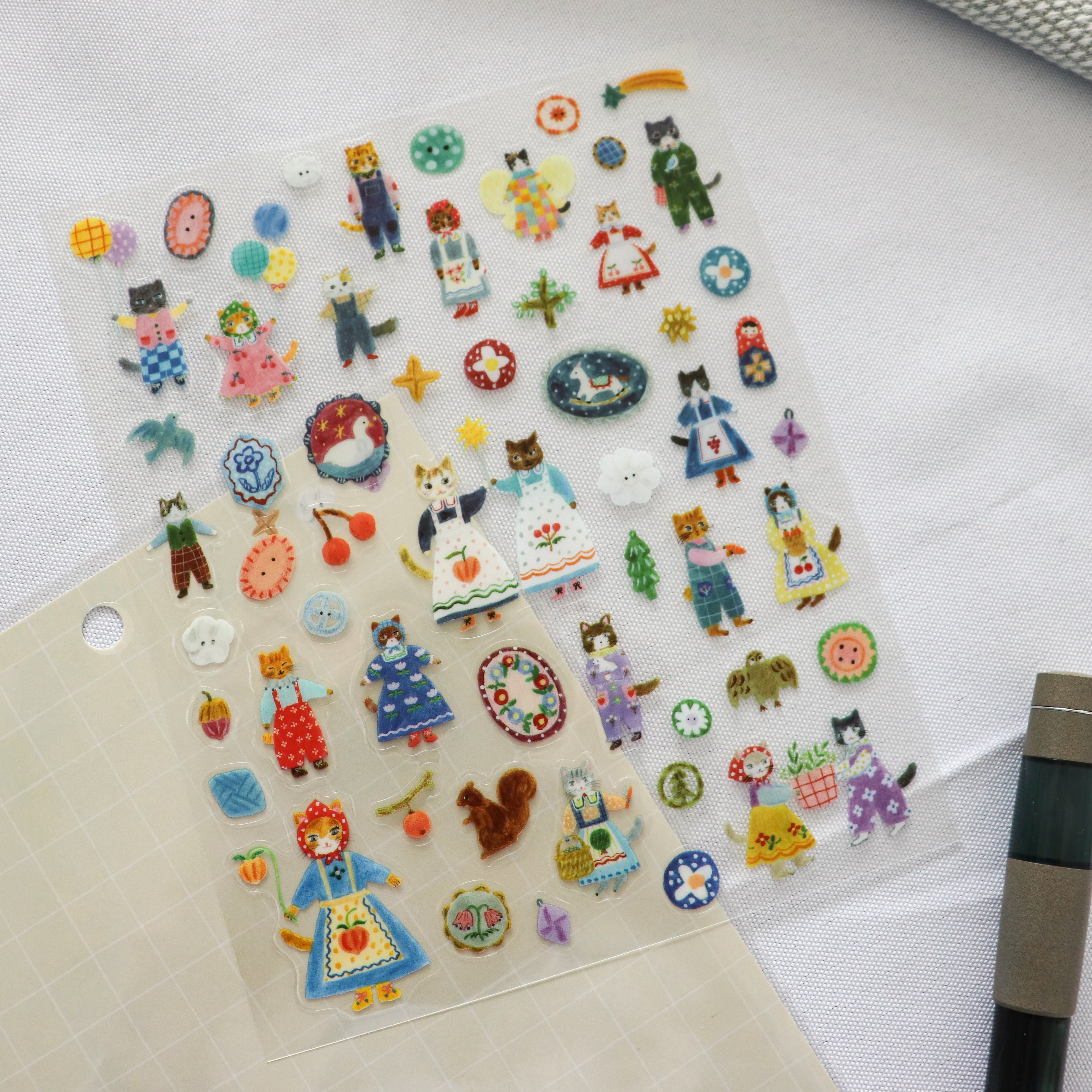 [Cozyca] Aiko Fukawa Sticker Sheet – Cats & Buttons