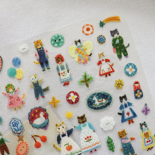 [Cozyca] Aiko Fukawa Sticker Sheet – Cats & Buttons