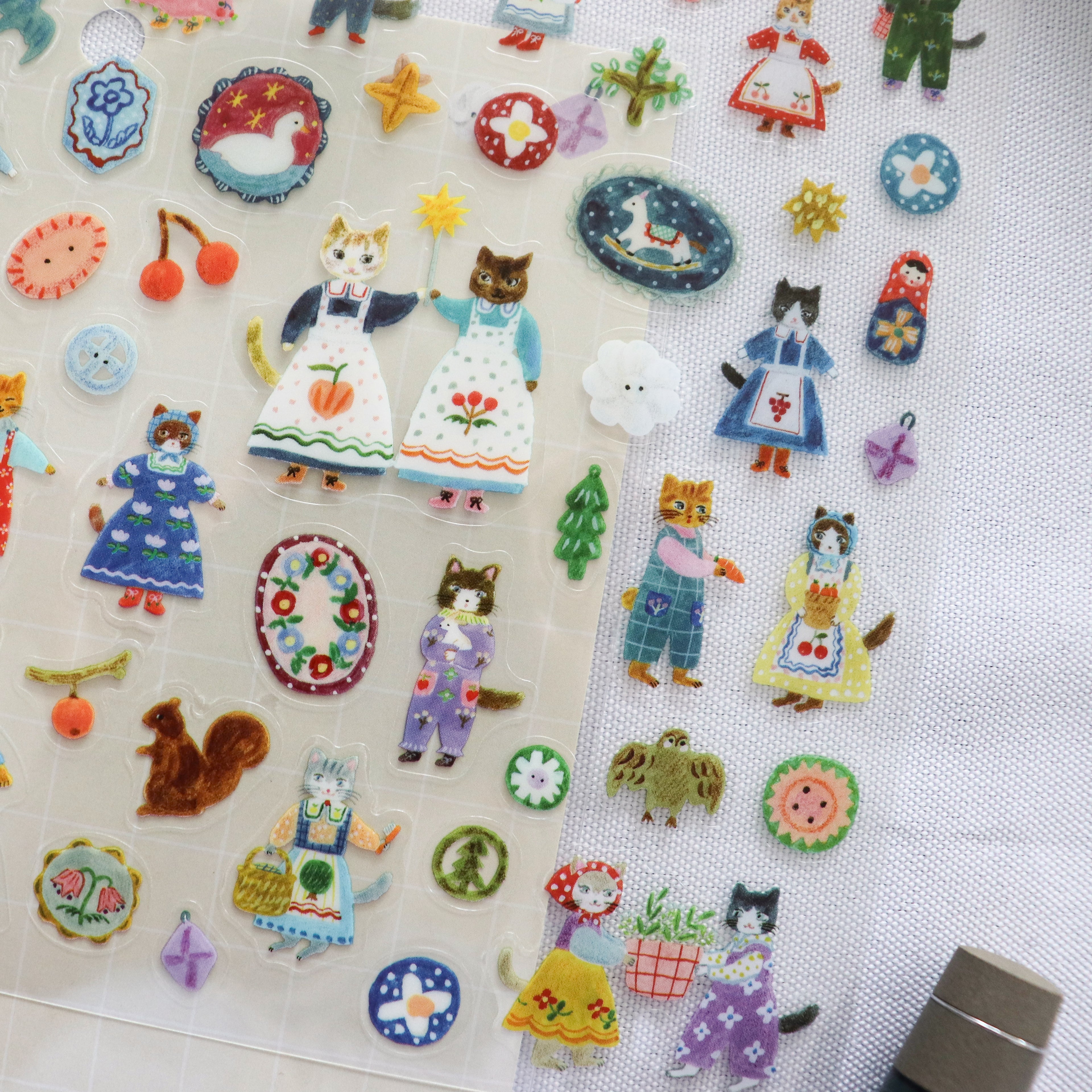 [Cozyca] Aiko Fukawa Sticker Sheet – Cats & Buttons