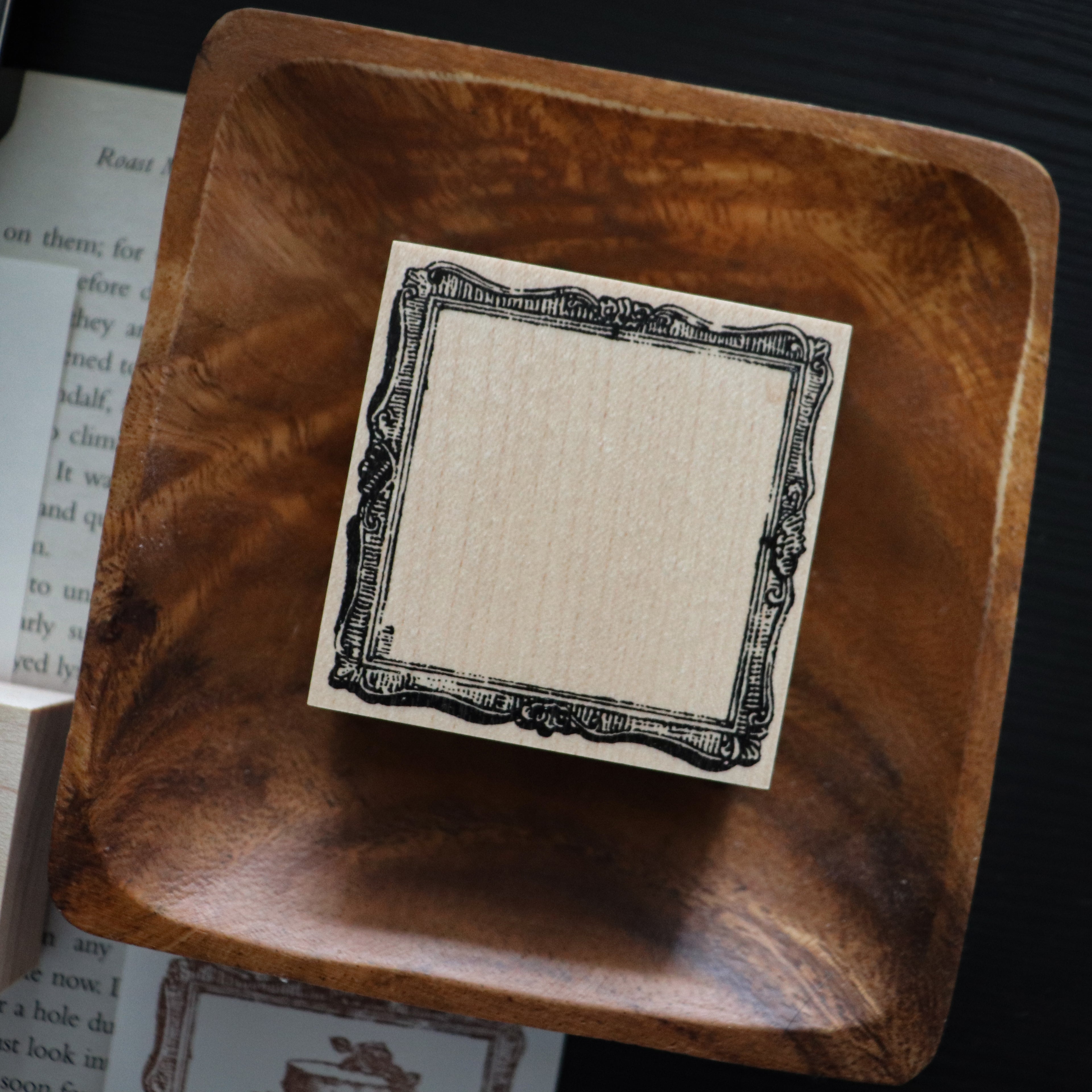 Keiko Endo Wood Rubber Stamp — Antique Square Frame