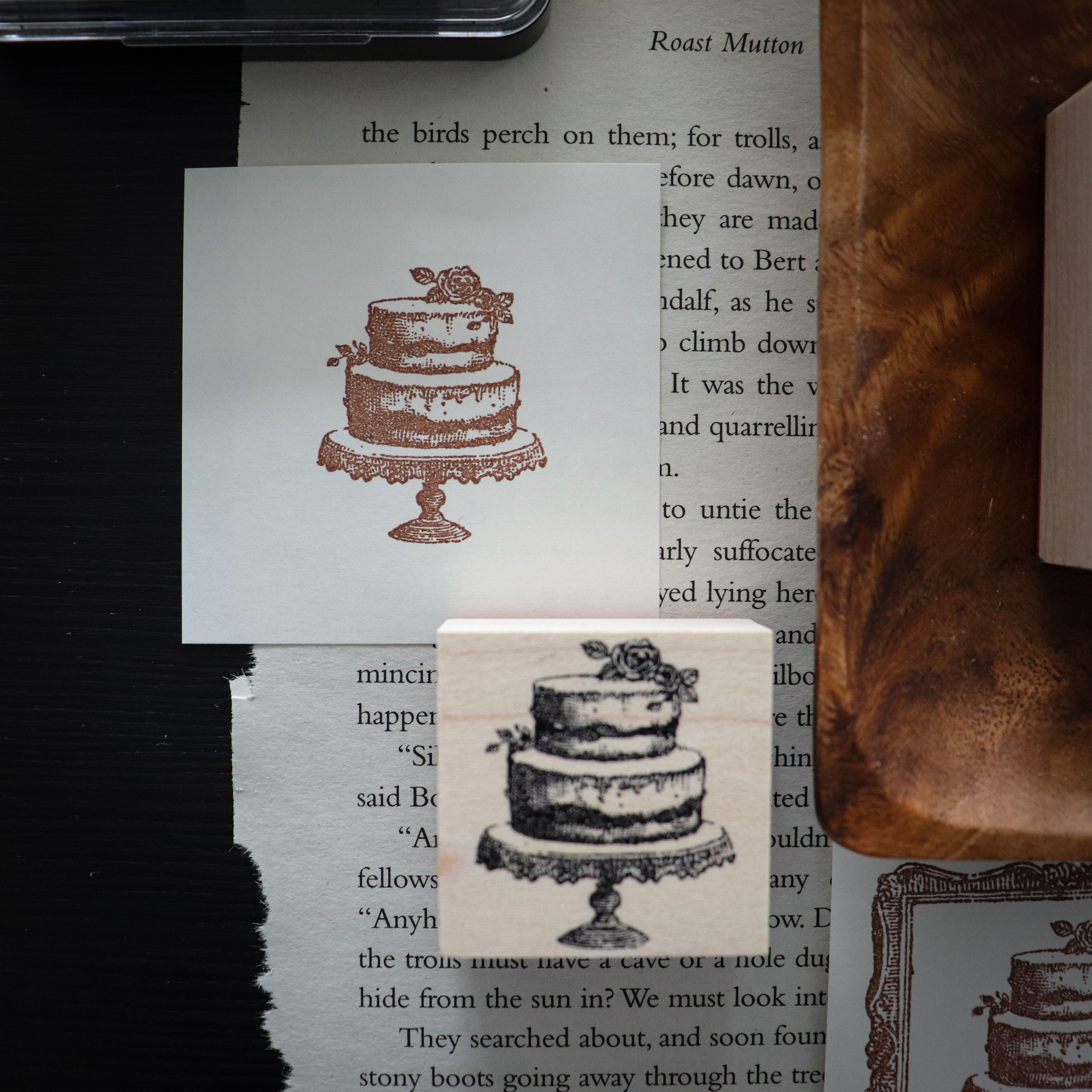 Keiko Endo Wood Rubber Stamp — 2-Tier Cake