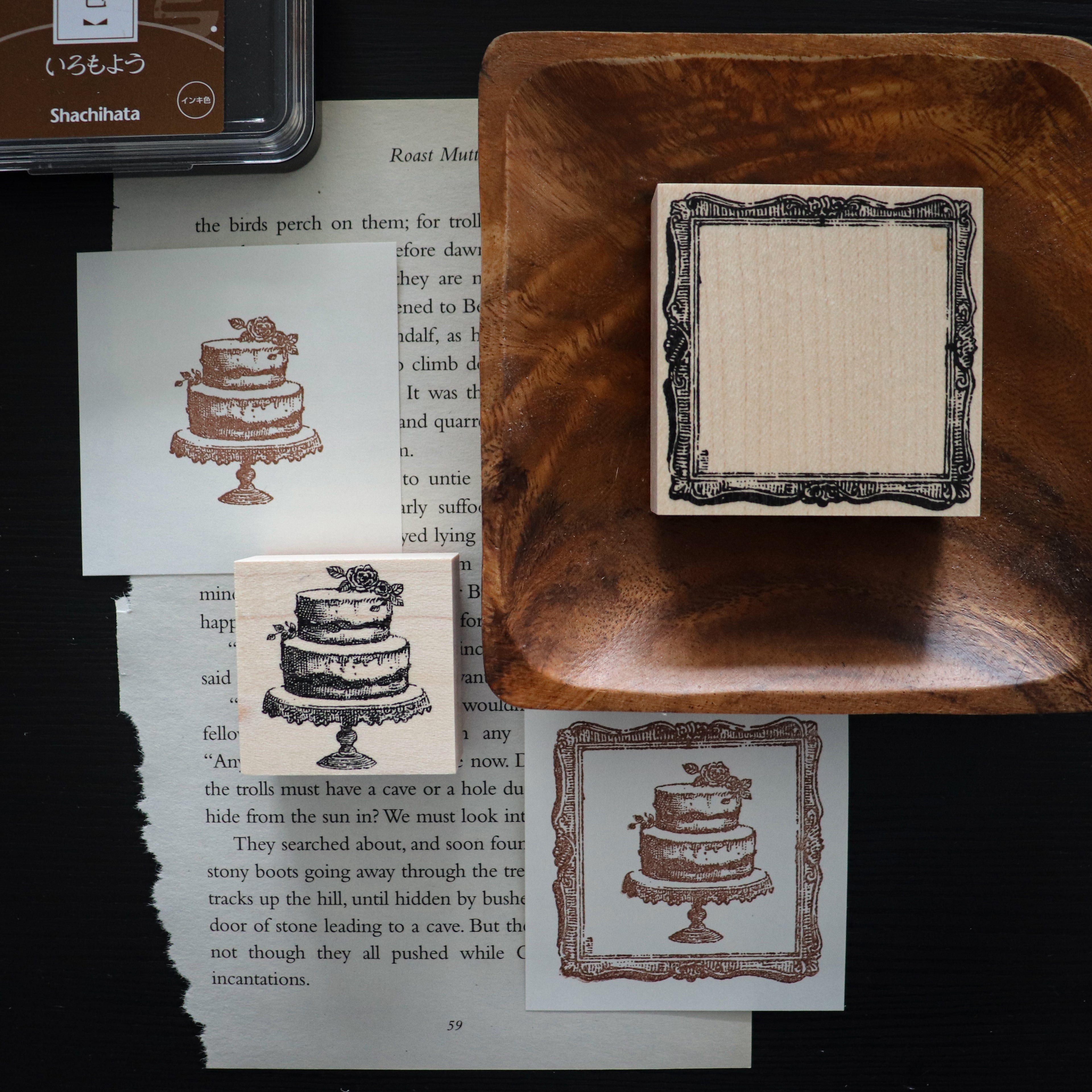 Keiko Endo Wood Rubber Stamp — 2-Tier Cake