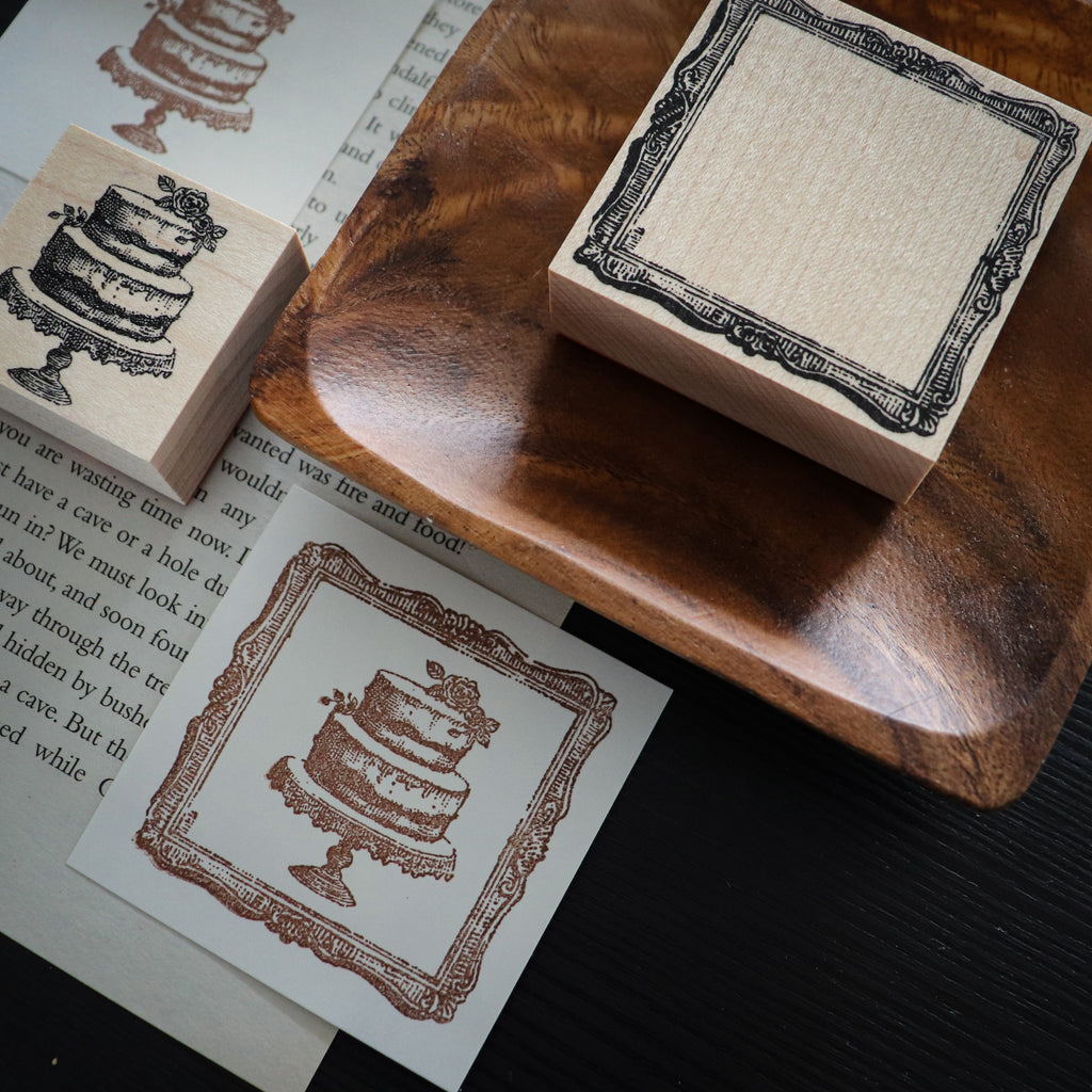 Keiko Endo Wood Rubber Stamp — Antique Square Frame