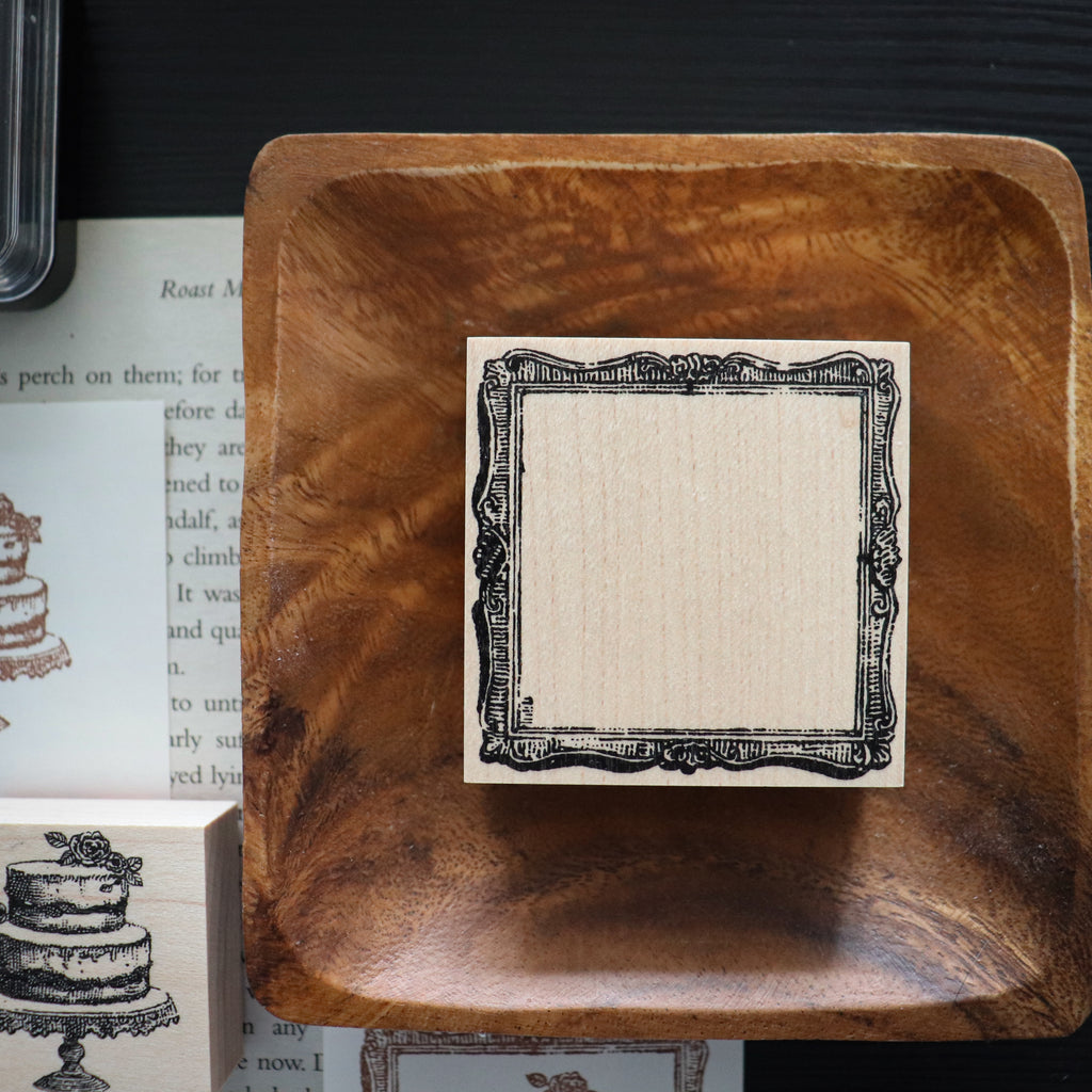 Keiko Endo Wood Rubber Stamp — Antique Square Frame