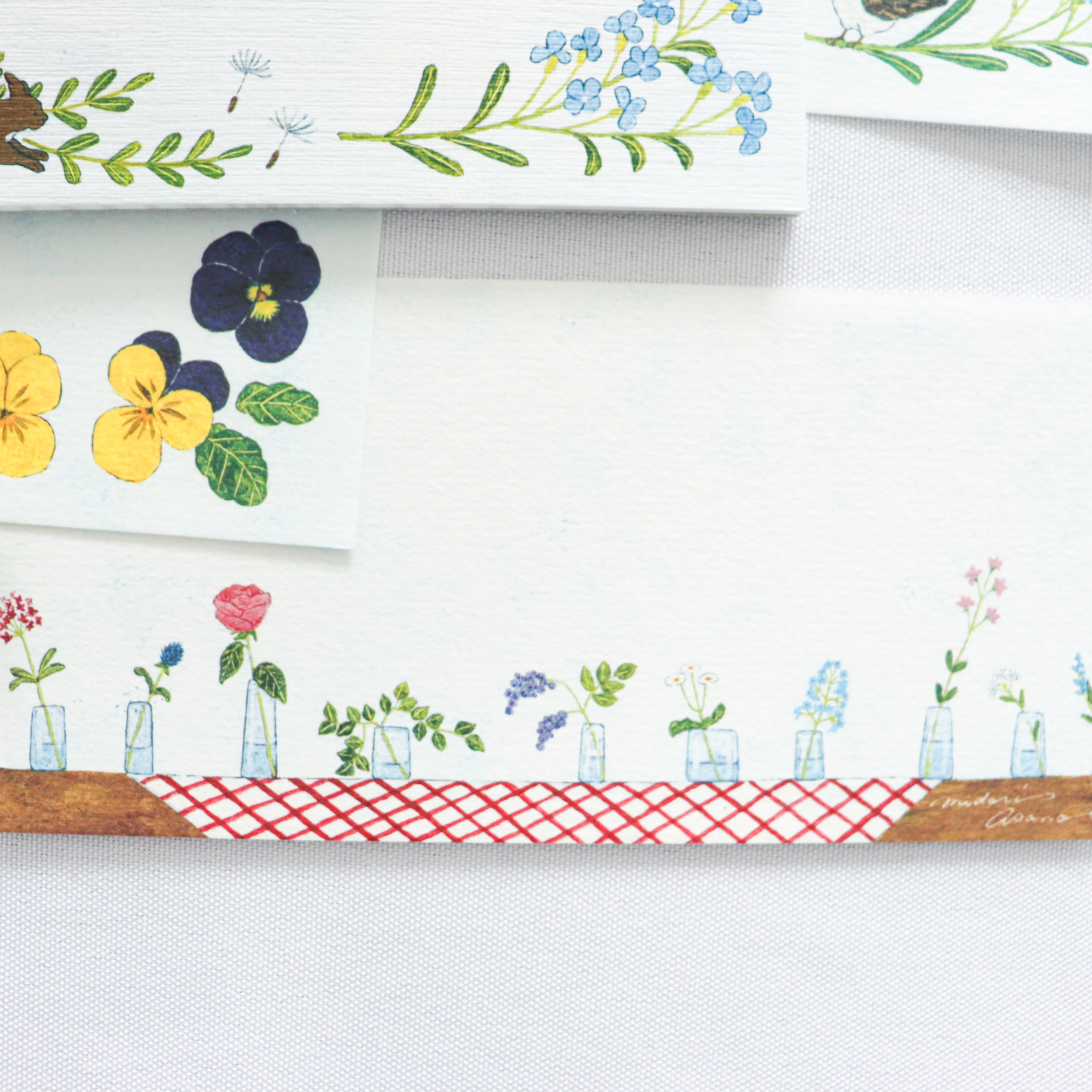 【Cozyca Product】Midori Asano- Slender Letter Pad - With Flowers