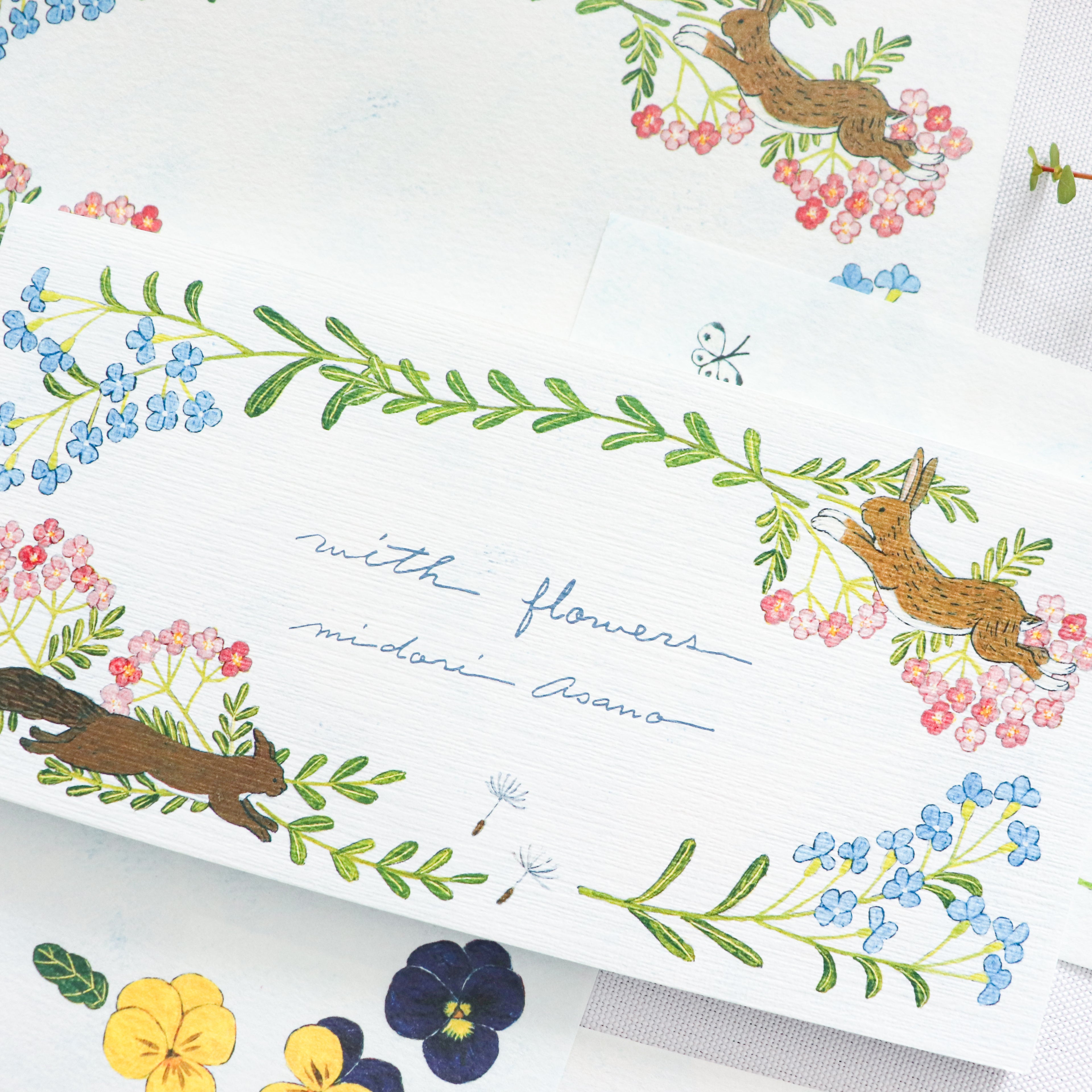 【Cozyca Product】Midori Asano- Slender Letter Pad - With Flowers