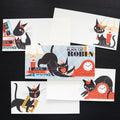 【Cozyca Product】Kuroneko Design Slender Letter Pad - Black Cat Robin