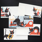 【Cozyca Product】Kuroneko Design Slender Letter Pad - Black Cat Robin