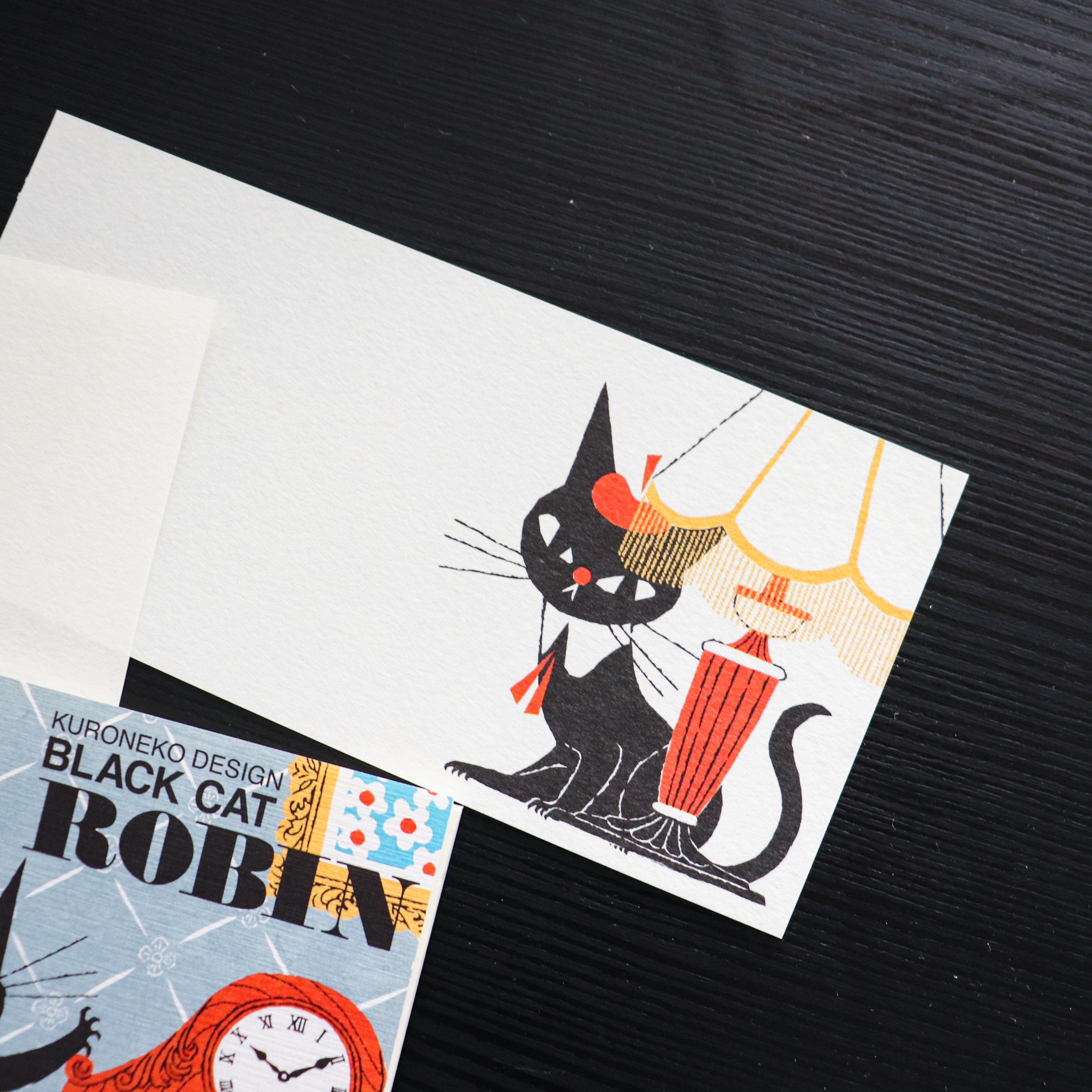 【Cozyca Product】Kuroneko Design Slender Letter Pad - Black Cat Robin