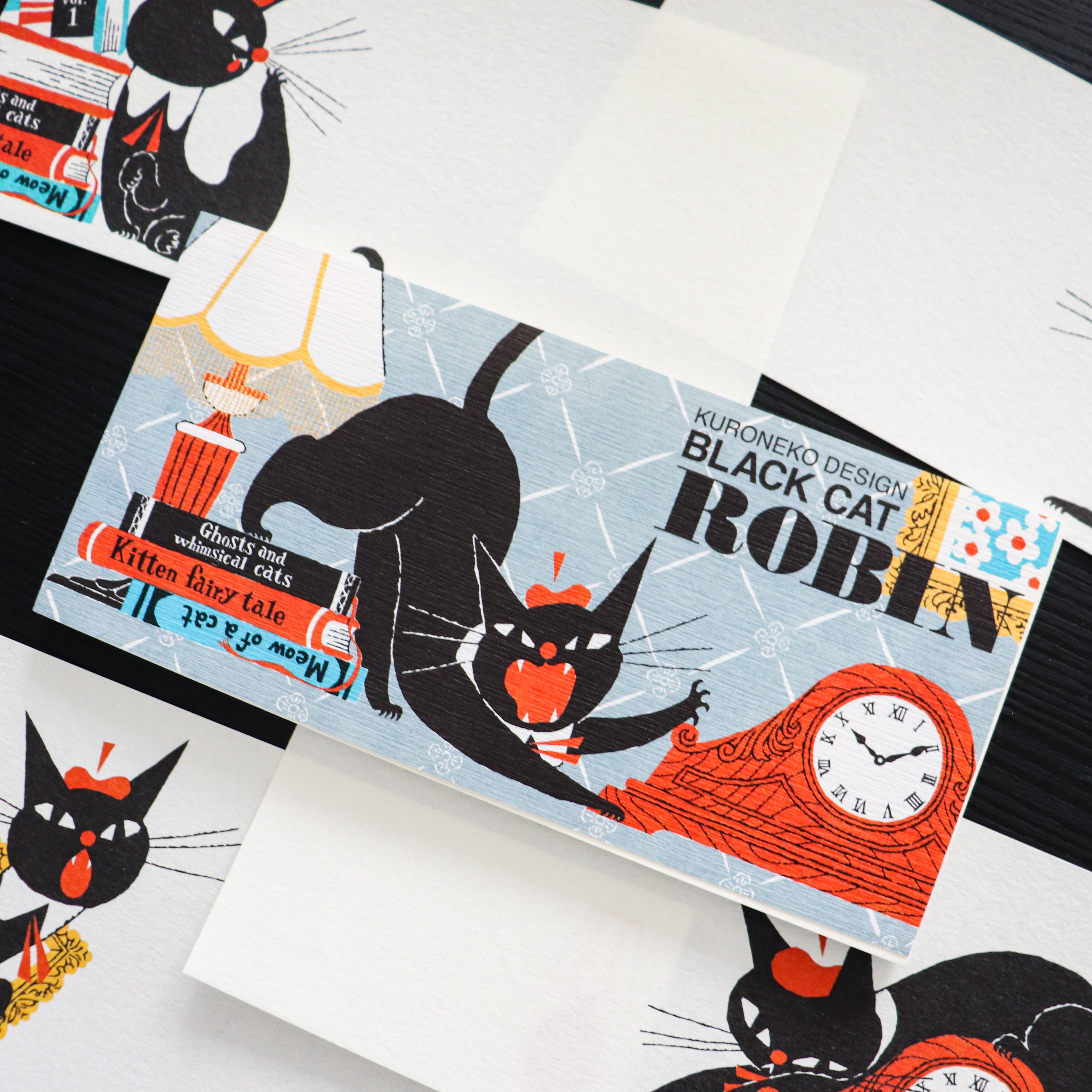 【Cozyca Product】Kuroneko Design Slender Letter Pad - Black Cat Robin