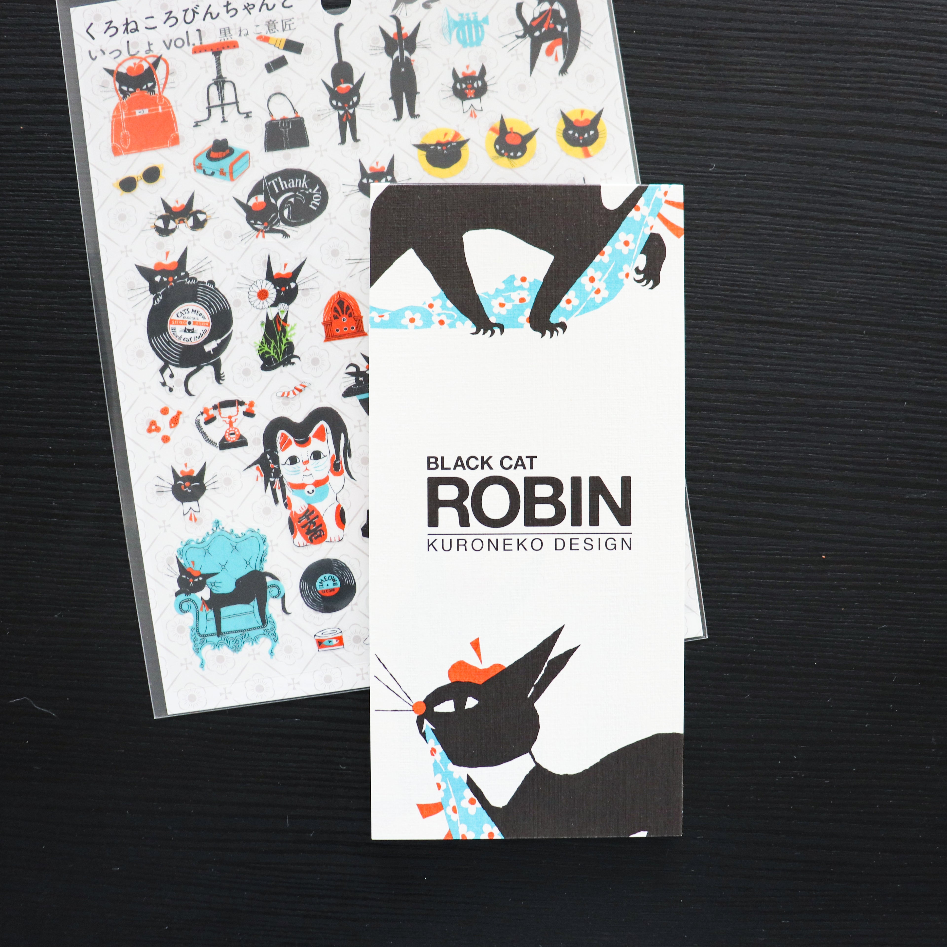 【Cozyca Product】Kuroneko Design Slender Letter Pad - Black Cat Robin
