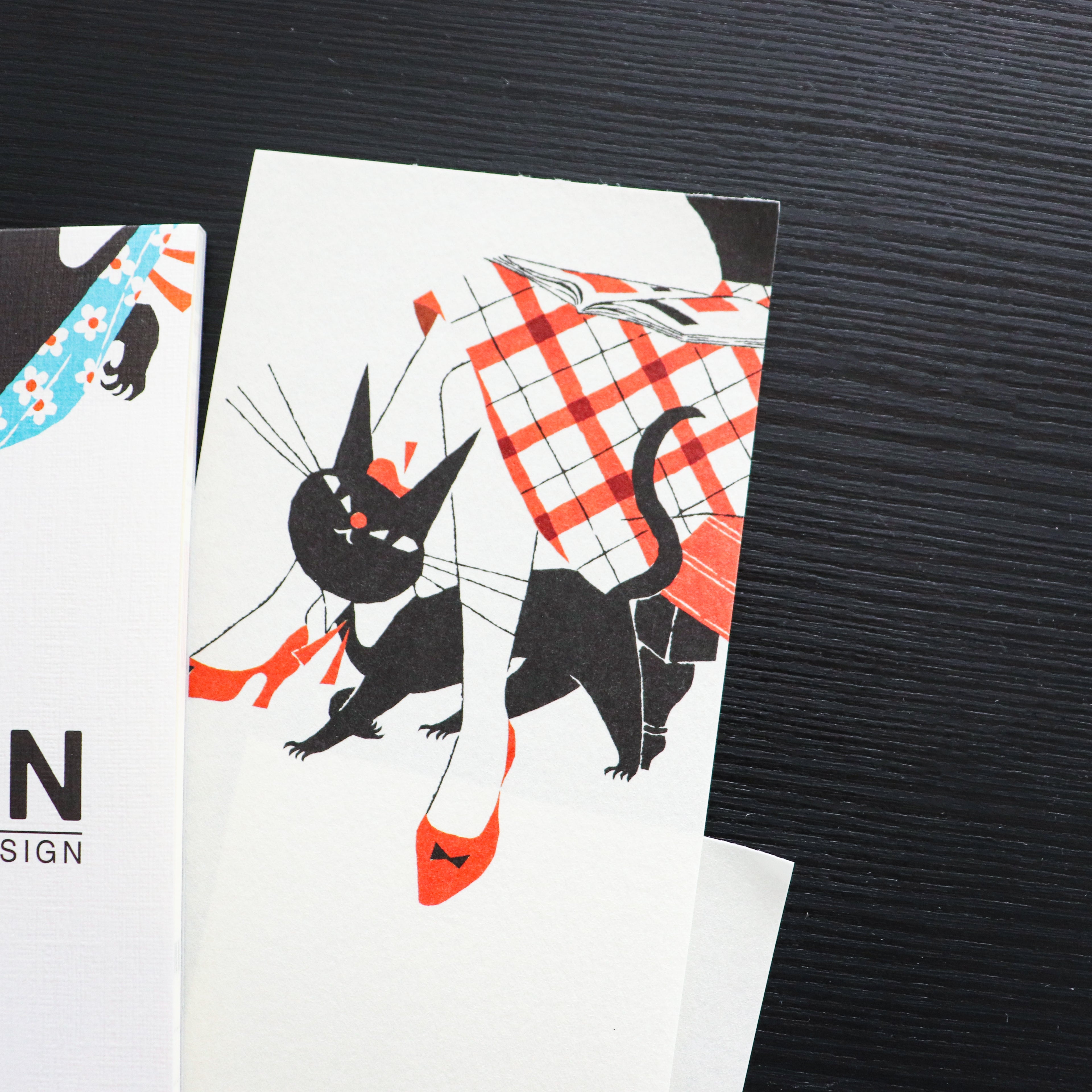 【Cozyca Product】Kuroneko Design Slender Letter Pad - Black Cat Robin