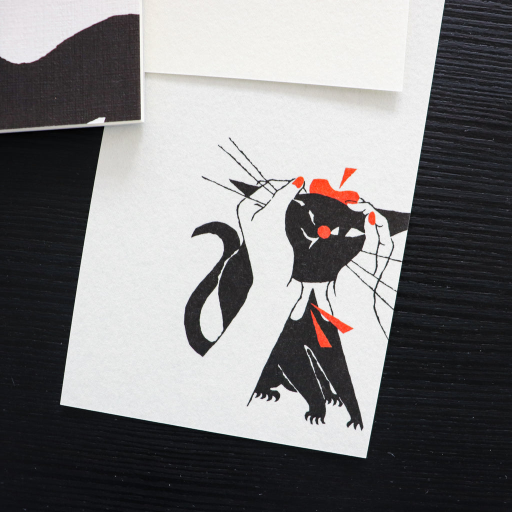 【Cozyca Product】Kuroneko Design Slender Letter Pad - Black Cat Robin