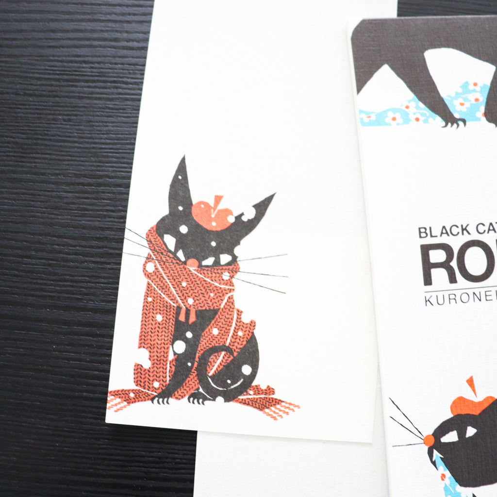 【Cozyca Product】Kuroneko Design Slender Letter Pad - Black Cat Robin