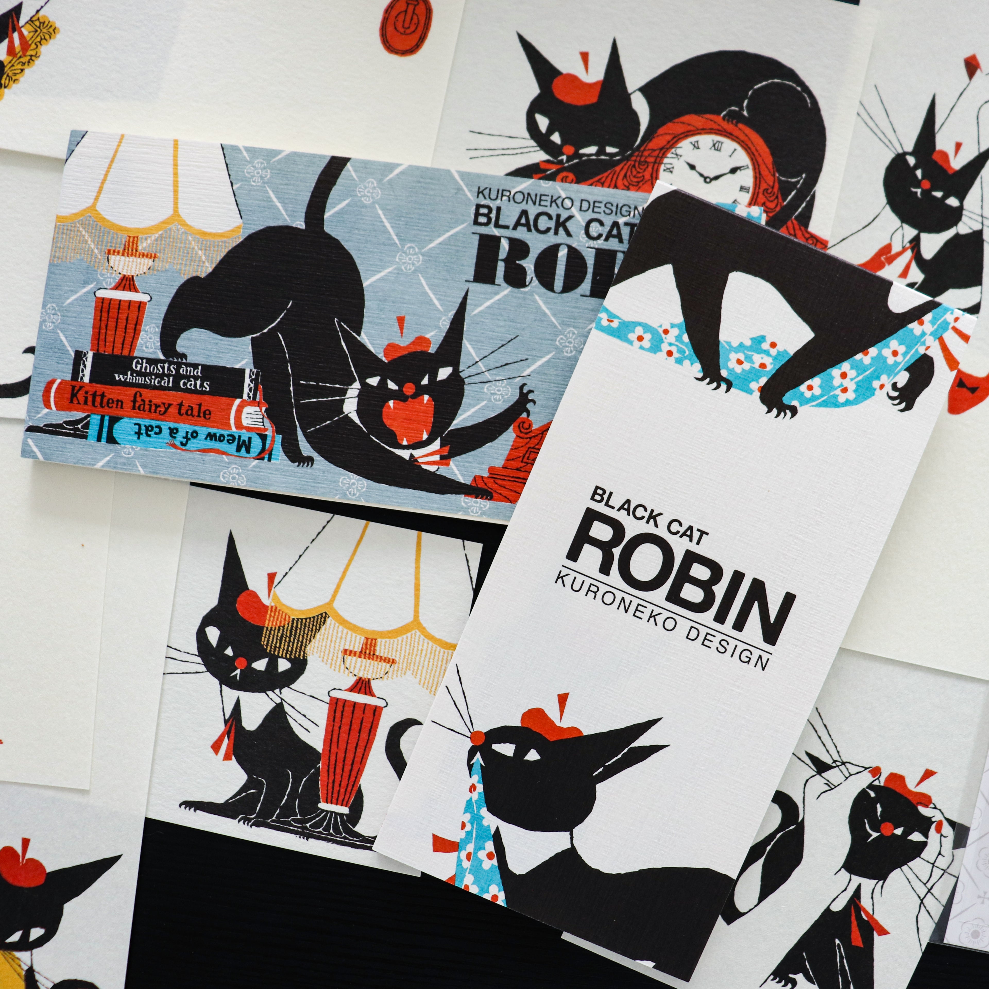 【Cozyca Product】Kuroneko Design Slender Letter Pad - Black Cat Robin