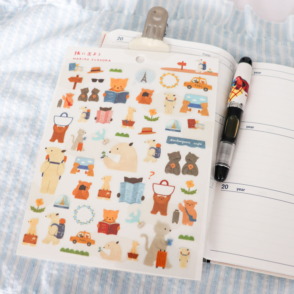 【Cozyca Products】Mariko Fukuoka- Sticker- Let's go on a trip