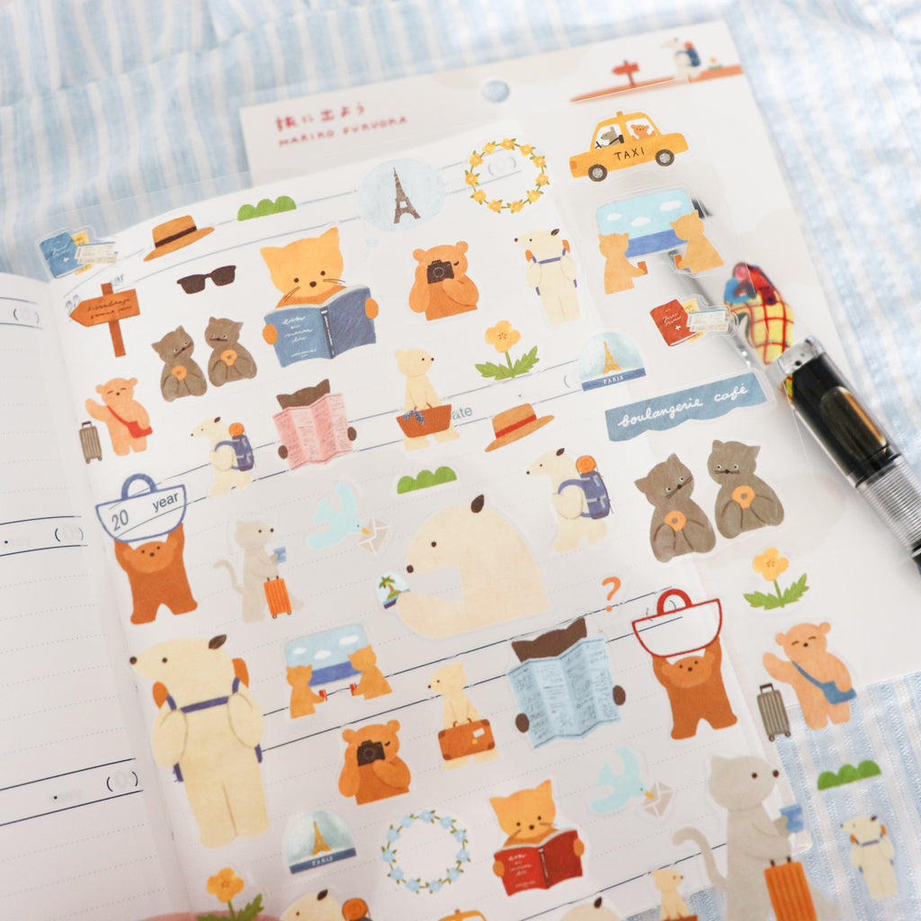 【Cozyca Products】Mariko Fukuoka- Sticker- Let's go on a trip