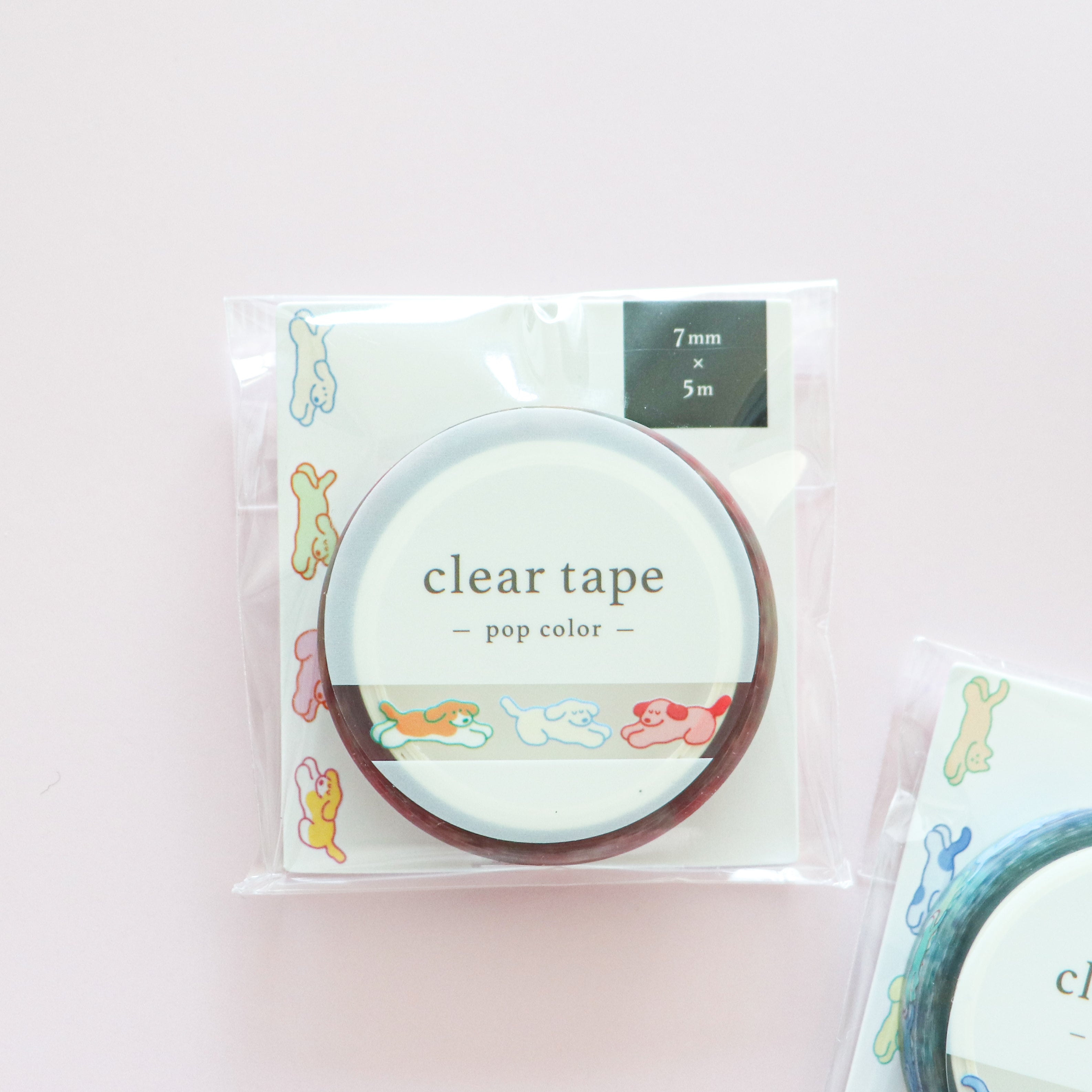 Mind Wave - Clear Tape 7mm W- Pop Colour Cat & Dog