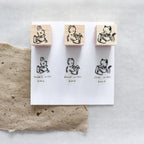 Krimgen -Wood Rubber Stamp - Fluffy Animal Friends with Book Series